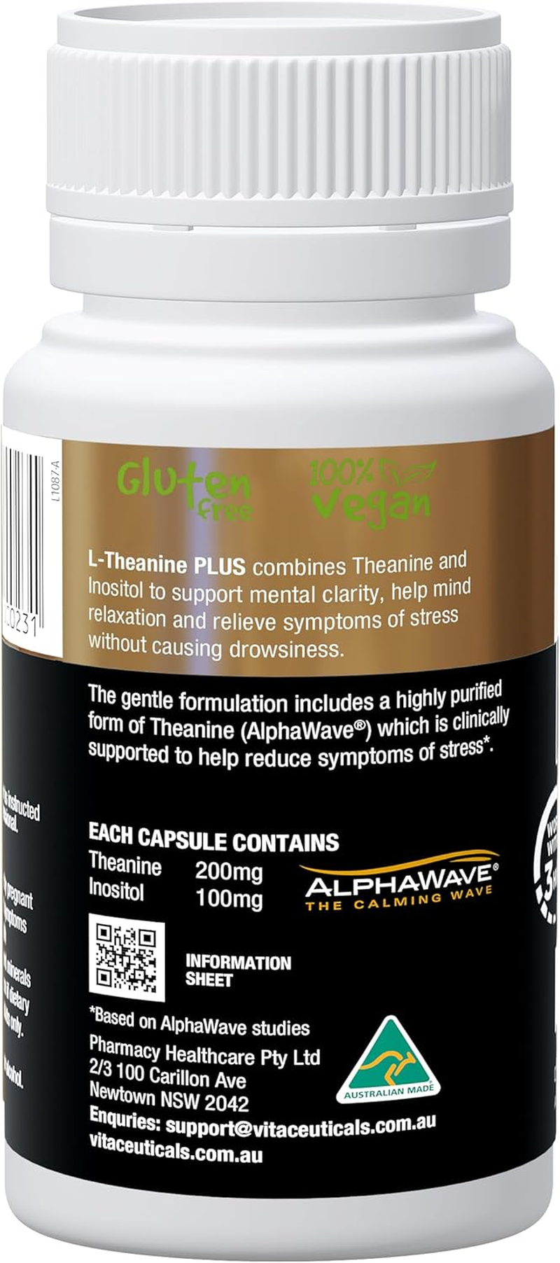 L-Theanine plus by Vitaceuticals | Supports Mental Clarity, Relaxation & Stress Relief | Australian Made | 30 Capsules image number 1