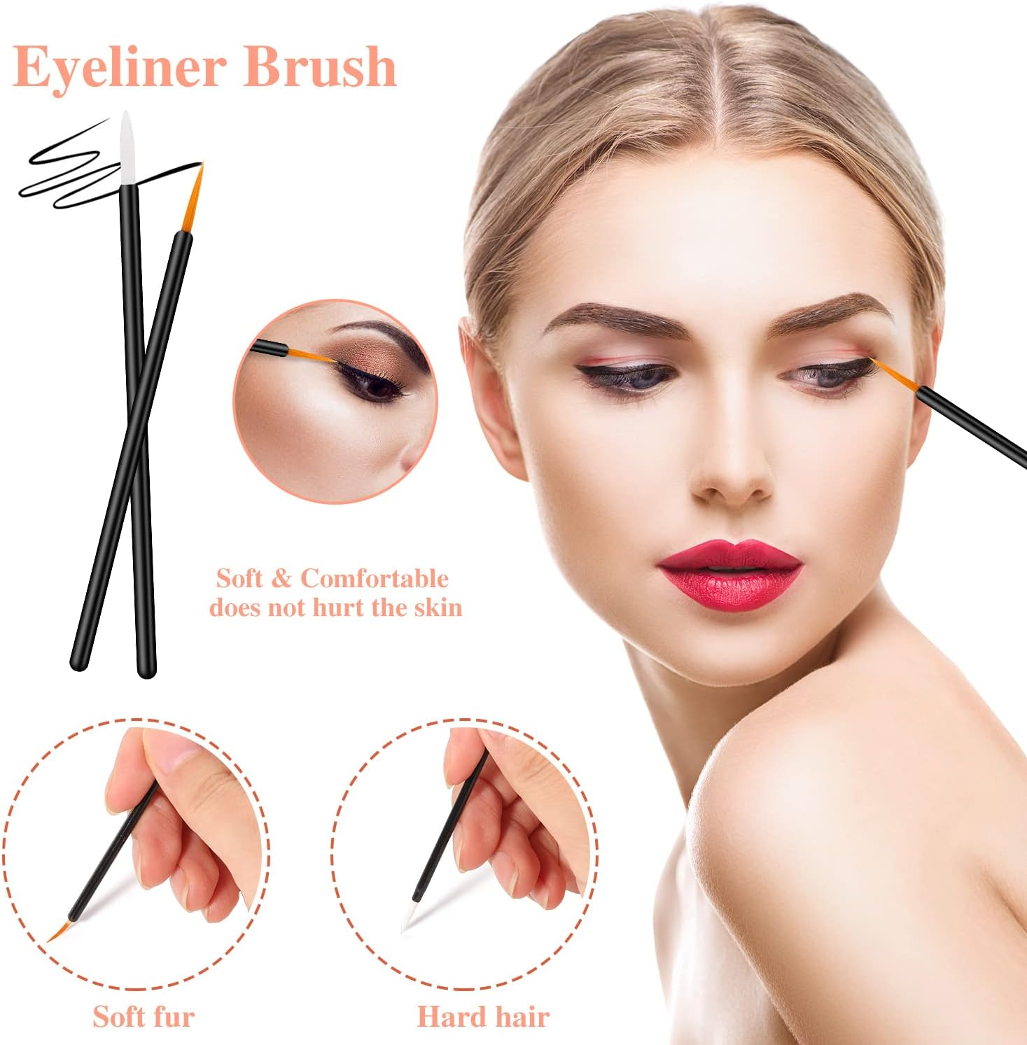 270 PCS Disposable Makeup Applicators Tools Kit, Makeup Artist Must Haves 70 Disposable Eyeliner Brushes 100 Mascara Wands 100 Lipstick Applicators for Galentines Gifts Valentines Day Gifts for Women image number 1