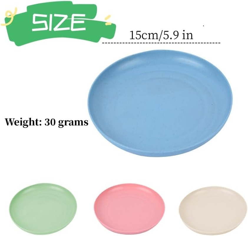 Wheat Straw Cat Dish - Whisker Fatigue Free Food Bowl, Wide and Small Pet Plate, 4Pcs Shallow Feeding Dish for Wet Food image number 2