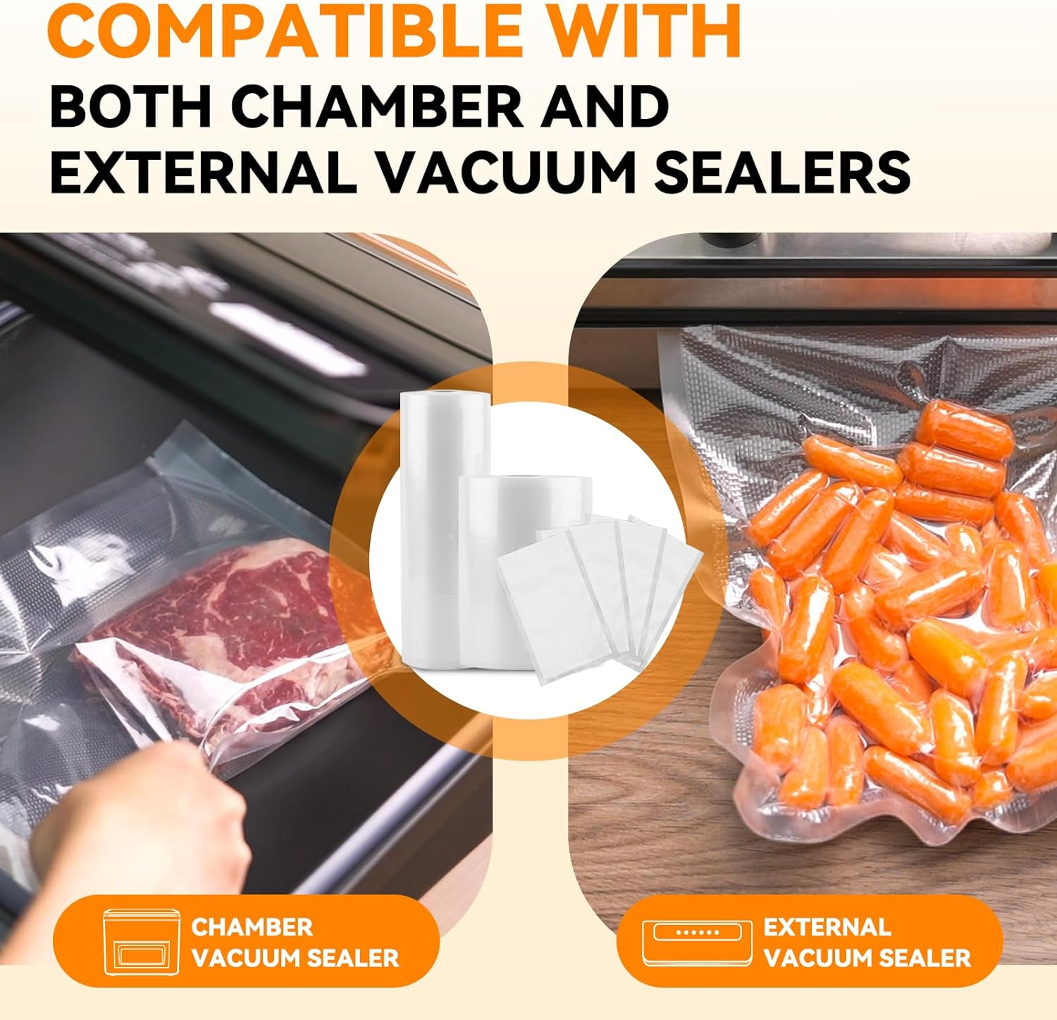 [2024 New] Vacuum Sealer Rolls Bags for Food, 6 Pack 20Cm X 6M and 28Cm X 6M, Great for Food Storage, Sous Vide and Meal Prep, Wevac Lite image number 2