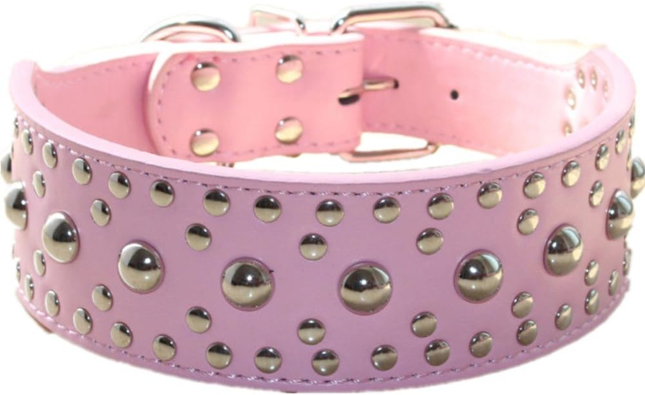 Haoyueer New Unisex Studded Leather Dog Collars Medium Large Dog Necklace for Pitbull Doberman Sizes M L(Red,M) image number 1
