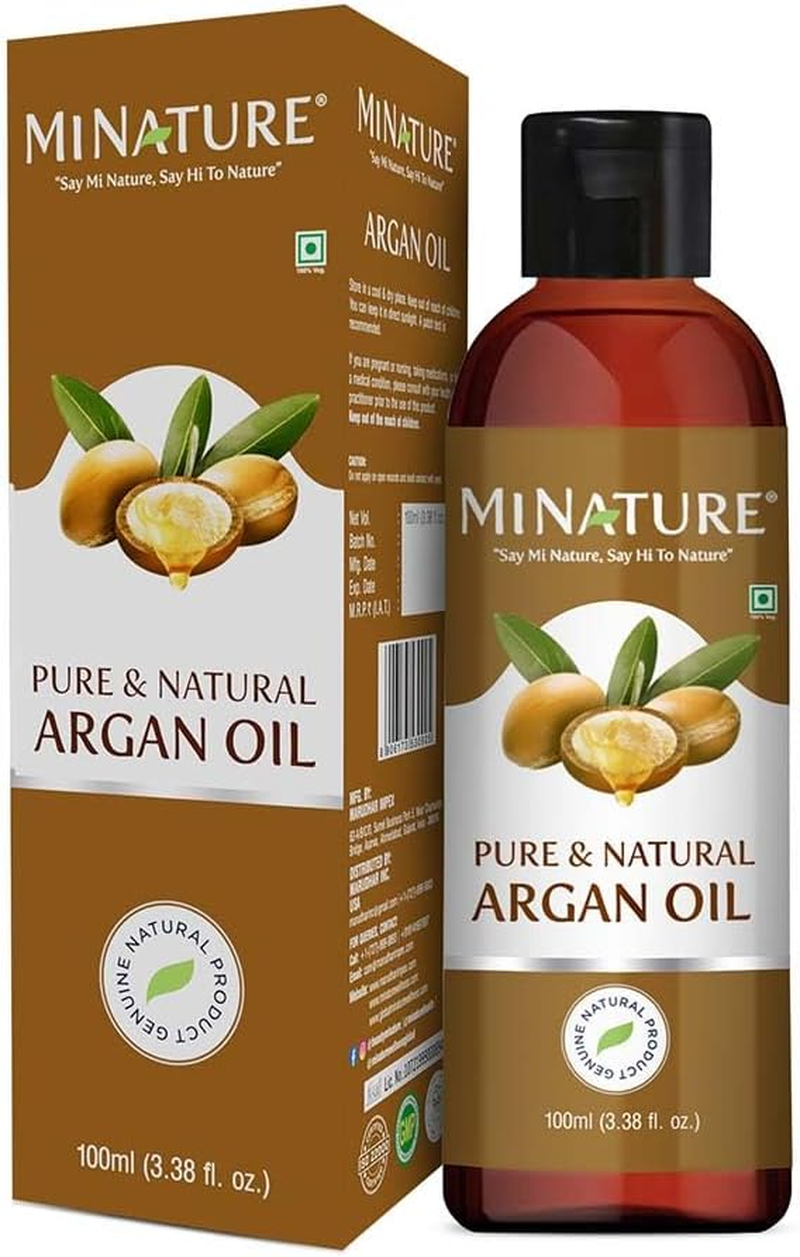 Mi Nature Argan Oil | No Mineral Oil & Silicones | Light & Non-Sticky Oil | for Dry Hair & Skin | Frizz-Free | No Artificial Colours, Flavor, Additives or Preservatives | Vegan, | 100Ml (3.38 Fl Oz) image number 3