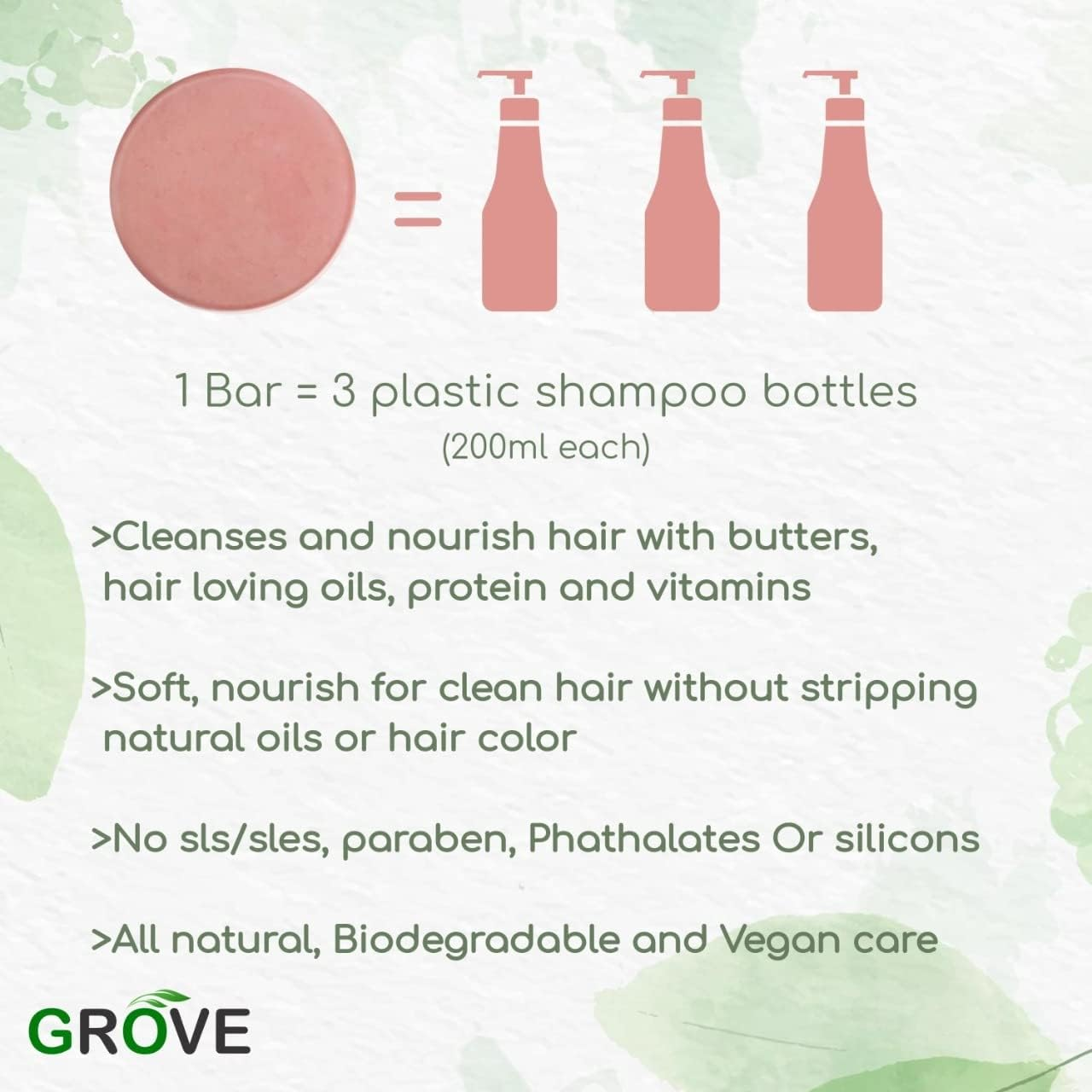 Grove Keratin Mango Solid Shampoo Bar| Vegan| Best for Split Ends, Colored Hair with Goodness of Keratin Protein, Argan Oil & Mango Butter (Pack of 1) &ndash; 75 G image number 3