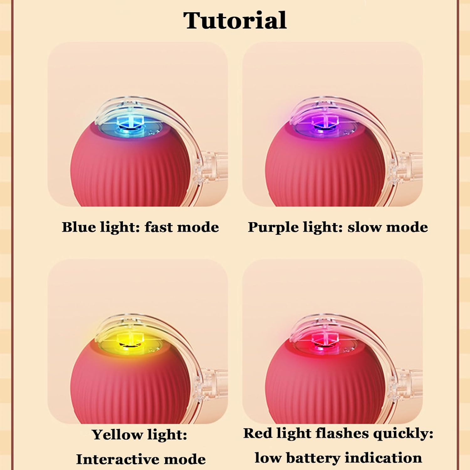 Tiny Fetch Cat Toys, Smart Interactive Toys for Cats, Automatic Rolling Cat Toy Ball, Cat Toys for Indoor Cats, Obstacle Avoidance ＆ Quiet Long Tail Cat Toy for Bored Kitty, Adult Cats (Red)