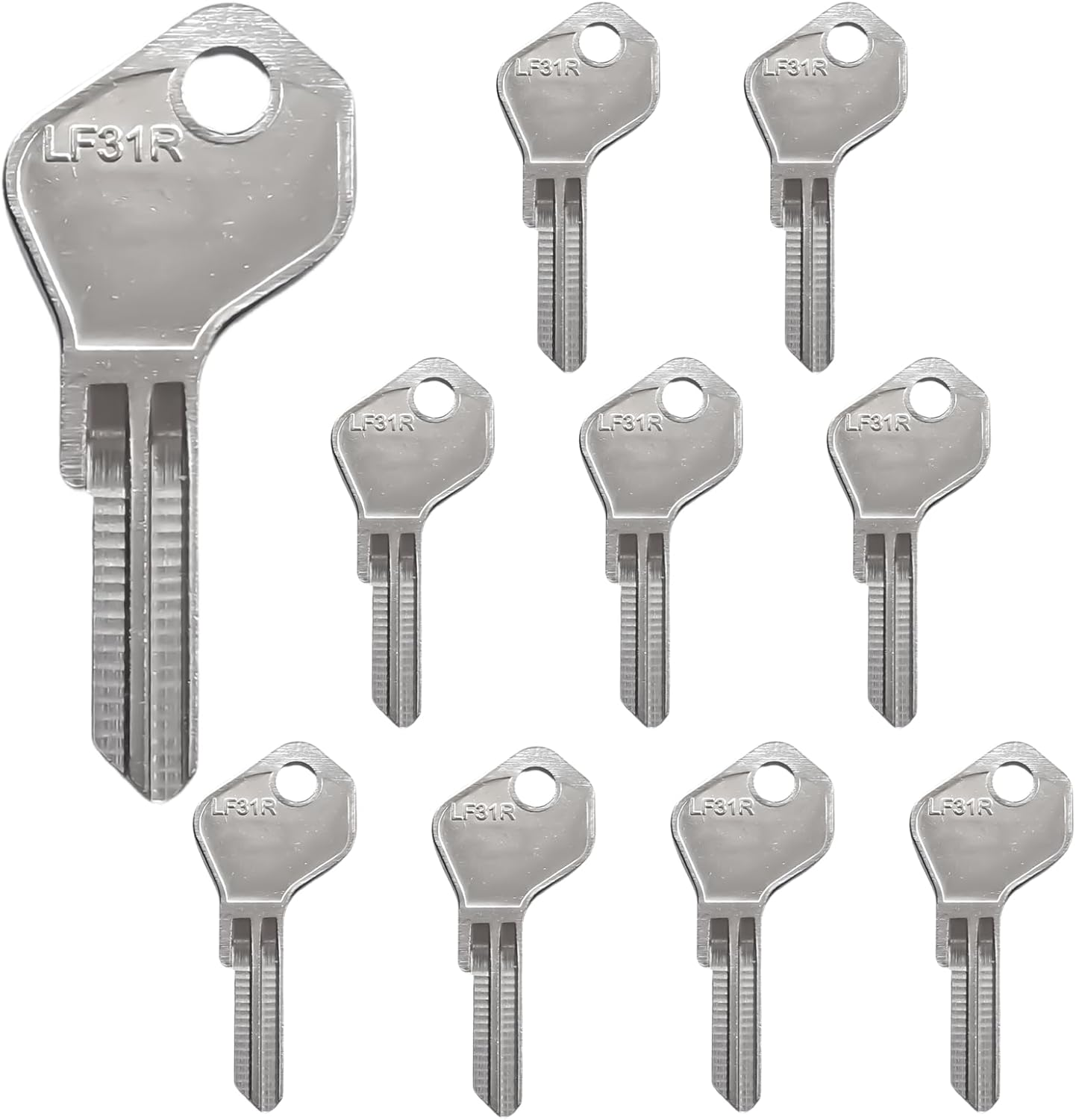 LF31R Key Blanks-5 PIN | Pack 10, Suit Lowe & Fletcher- Brass Silver image number 3