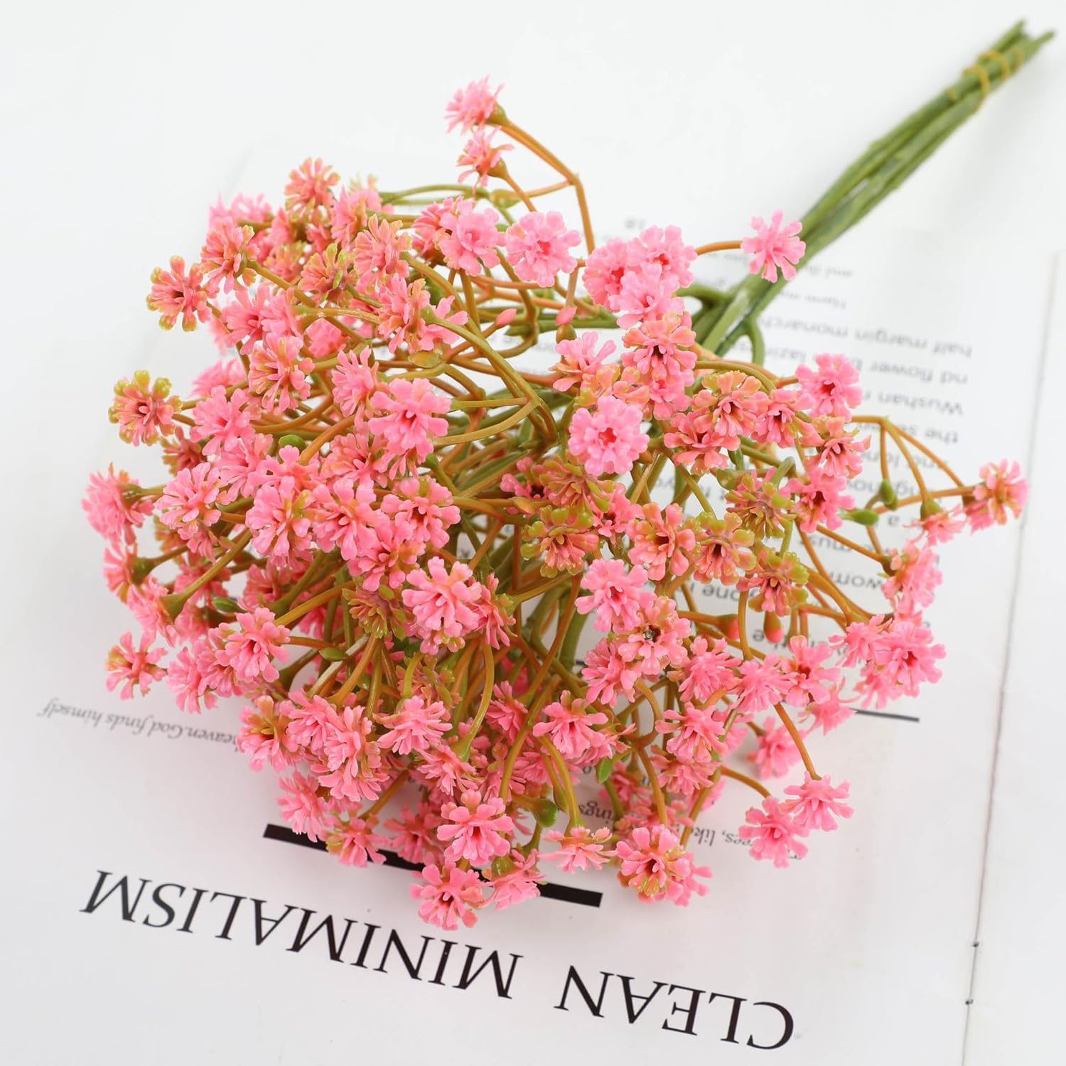 15 PCS Babys Breath Artificial Flowers Gypsophila Paniculata Faux Plant for DIY Centerpieces Wedding Party Floral Arrangement Home Decorations (Small Petals,Pink)