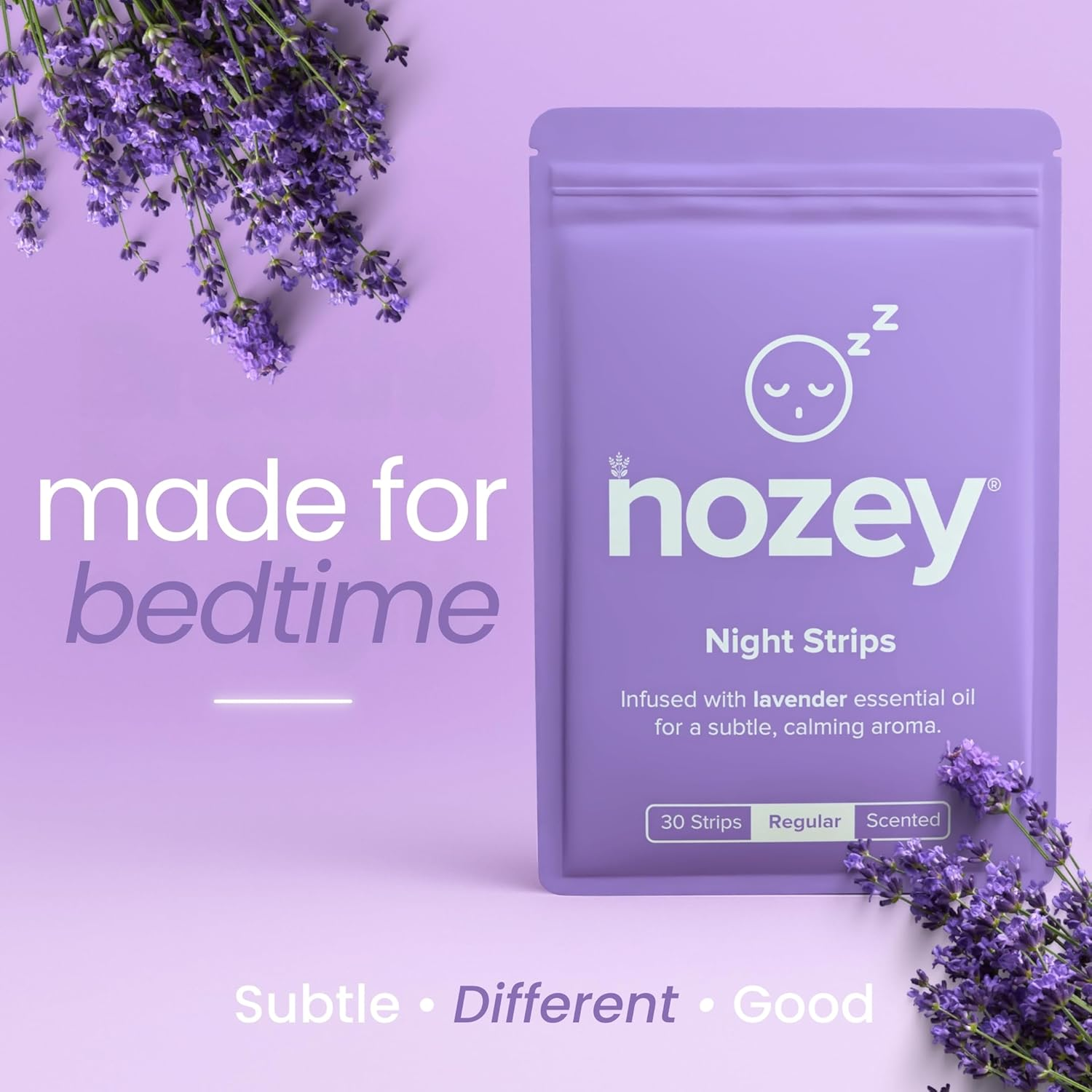 Night Strips &ndash; Lavender (30 Pack) Scented Night Nasal Strips: Gentle Relief for Snoring, Congestion & Mouth Breathing &ndash; Comfort for Sleep, Allergies & Deviated Septum