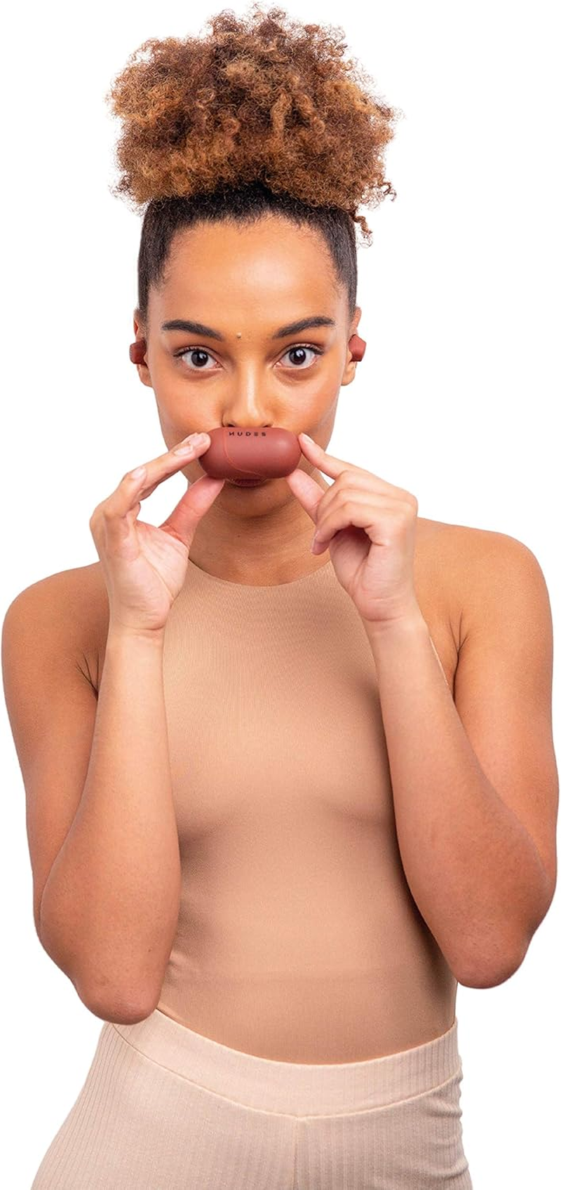 Divacore - Nudes - 100% Wireless Headphones - up to 15 Hours Battery Life - Water Resistance - Touch Screen - Ultra Compact Design - Compatible with Google Assistant and Siri - Crush Coral - Iconic Tan image number 7