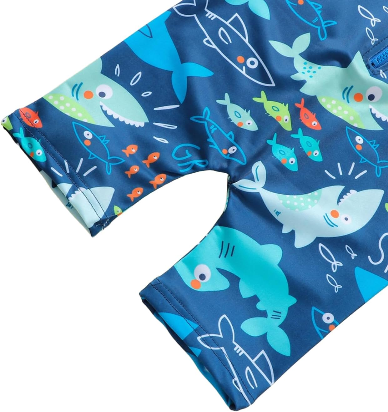 YAGATA Baby Boy Swimsuit Infant One Piece Rash Guard Bathing Suit Short Sleeve Zipper Toddler Summer Beach Swimwear 0-3 Years image number 7