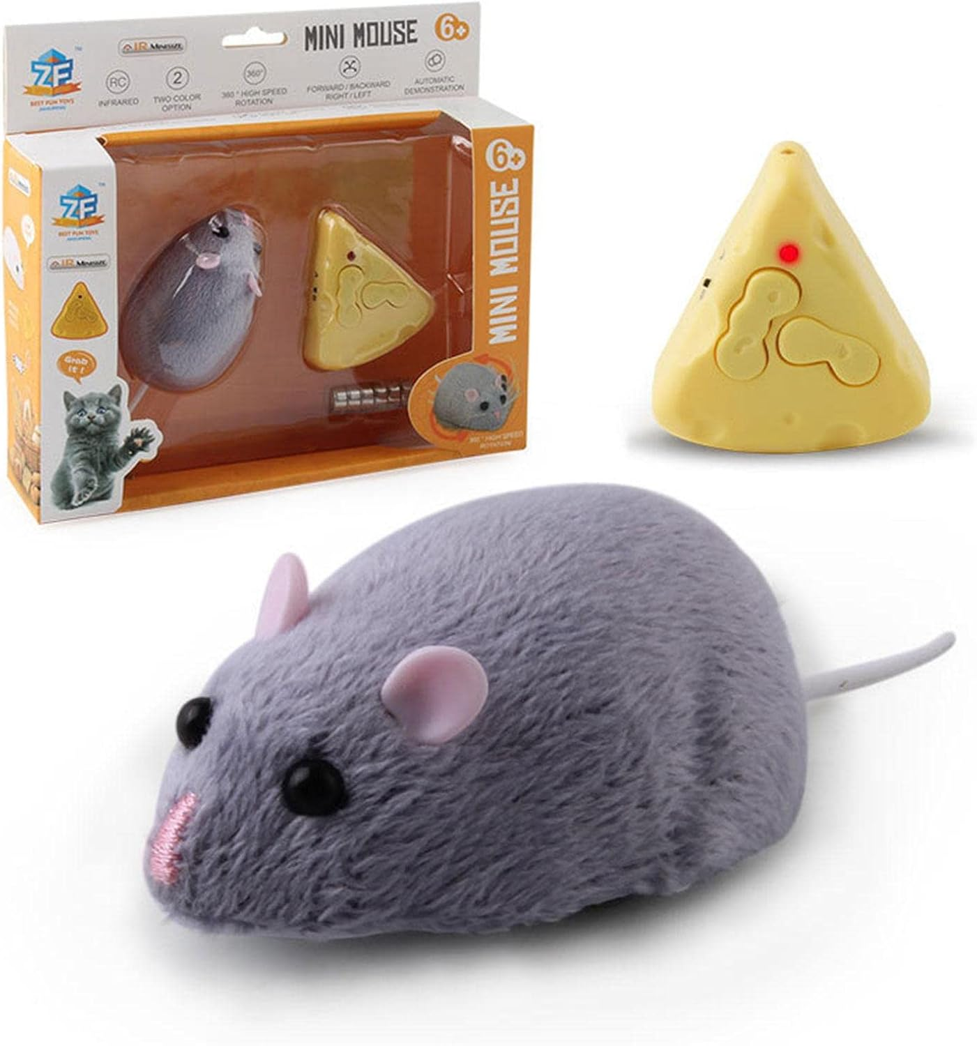 Electronic Moving Mouse, Realistic Interactive Cat Toy Robot Moving Mice with Squeaking Sound, Built-In Battery for Cats (Color : A)