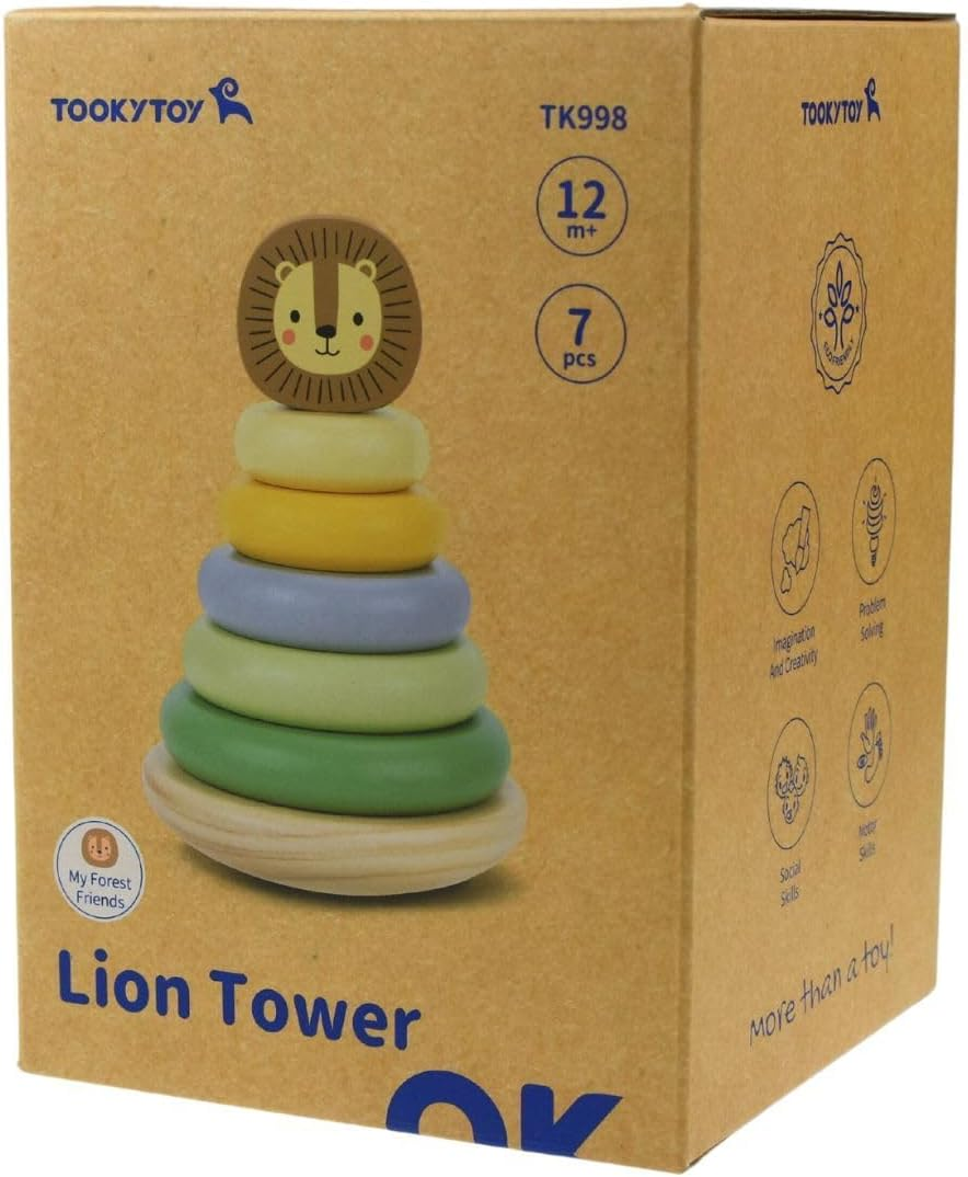 Tooky Toy TK998 My Forest Friends Lion Stacking Tower: Stacking Wobbe Roly Poly Toy for Kids image number 4