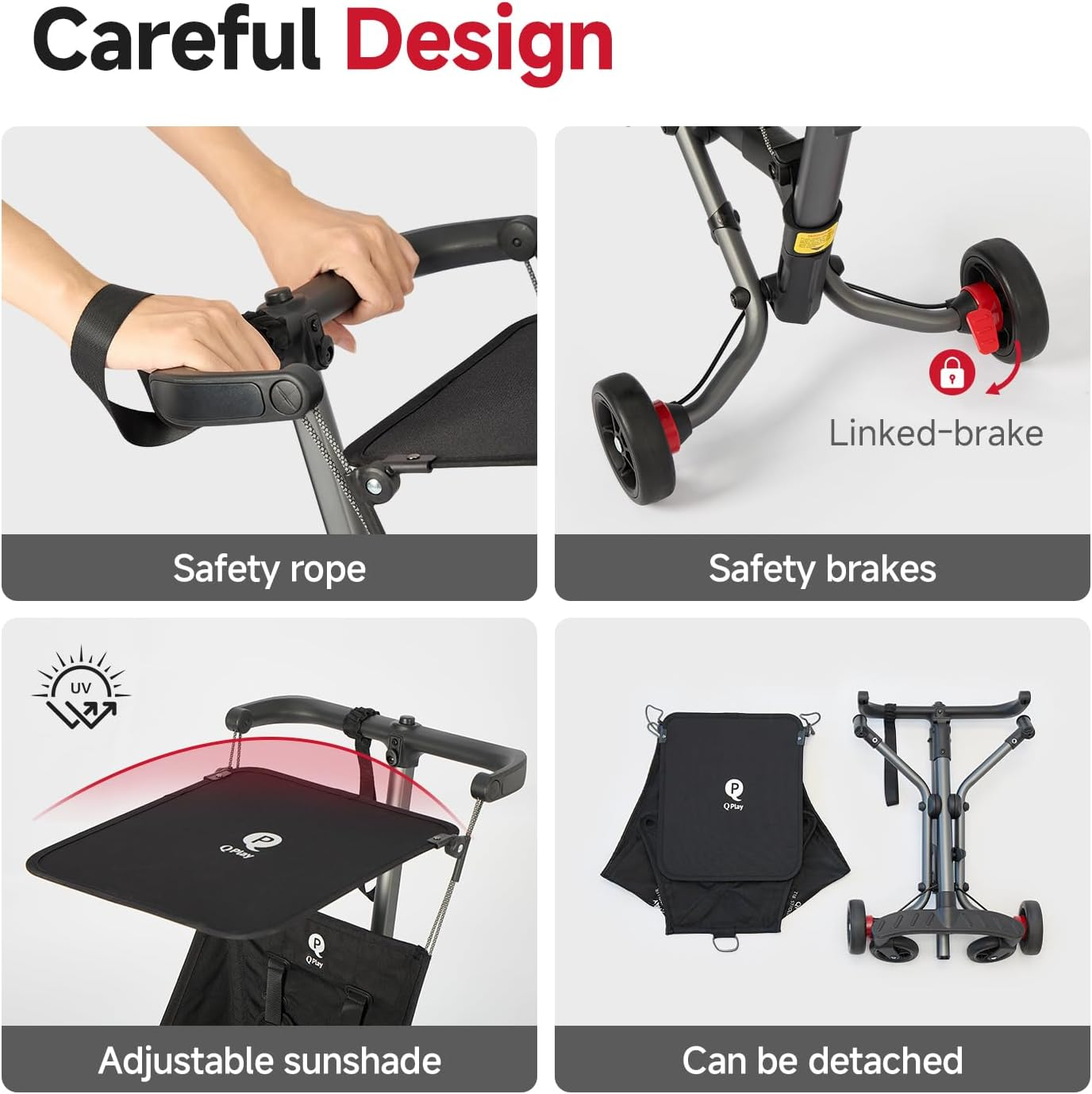 Qplay T18 Ultra Lightweight Baby Travel Stroller Small Compact Easy - Fold, Fits Airplane Easy Carry and Storage with Carry Bag for Kids Ages 1-3 Years Old Families on the Go image number 3