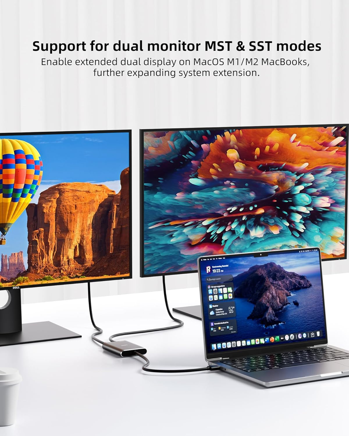 USB 3.0 to Dual HDMI Adapter Compatible with Windows/Mac OS, 4K@30Hz/1080P@60Hz, HDMI USB to HDMI Splitter, MST Mode, USB to HDMI Adapter for 2 Monitors image number 5