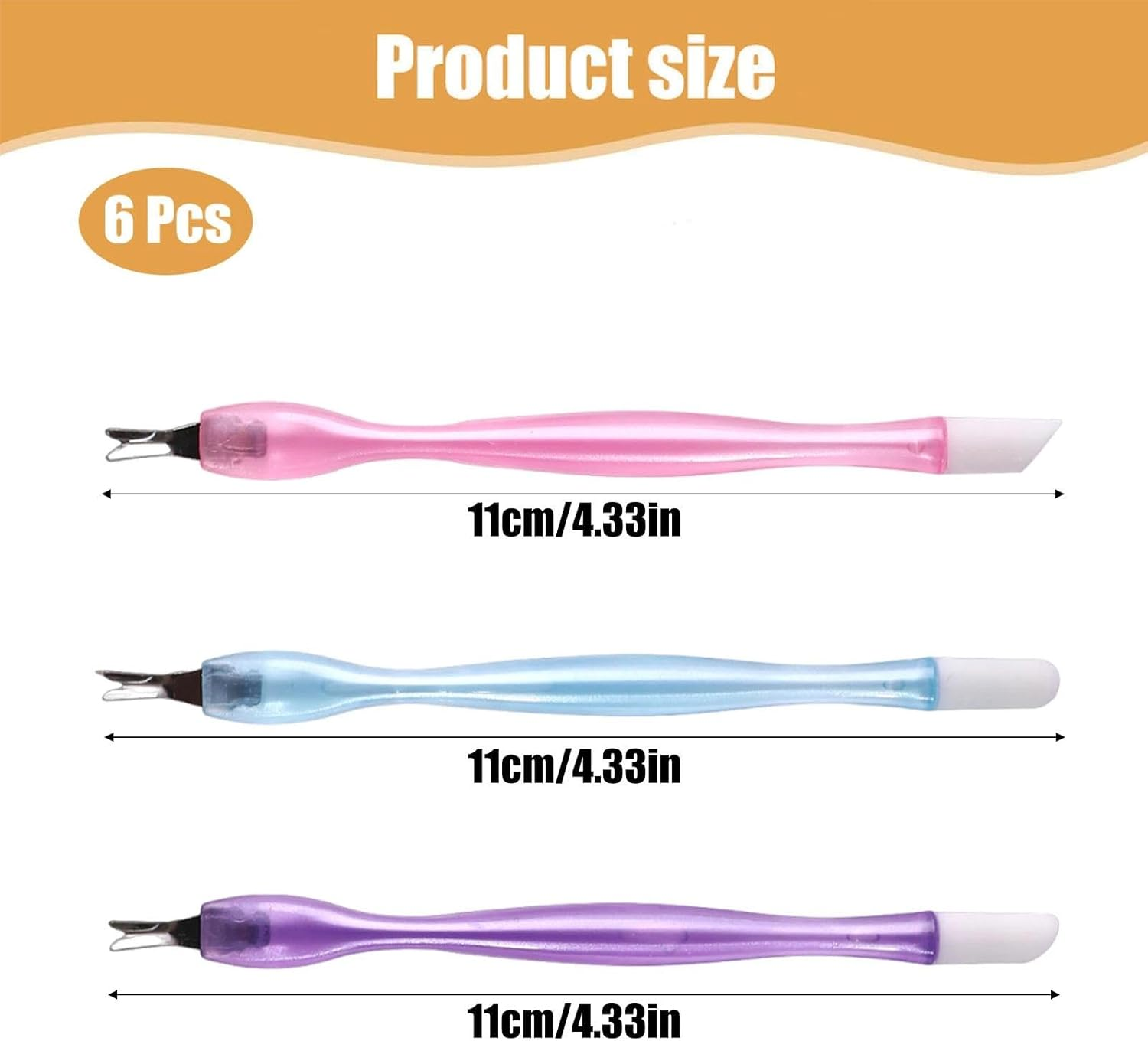 Dinghaole 6 Pcs Cuticle Remover & Trimmer, Cuticle Cutter, Nail Cuticle Remover, Manicure Dead Skin Removal Tool Nail Art Tools, Pedicure Tools for Dead Skin & Nail Care, 3 Colors image number 3