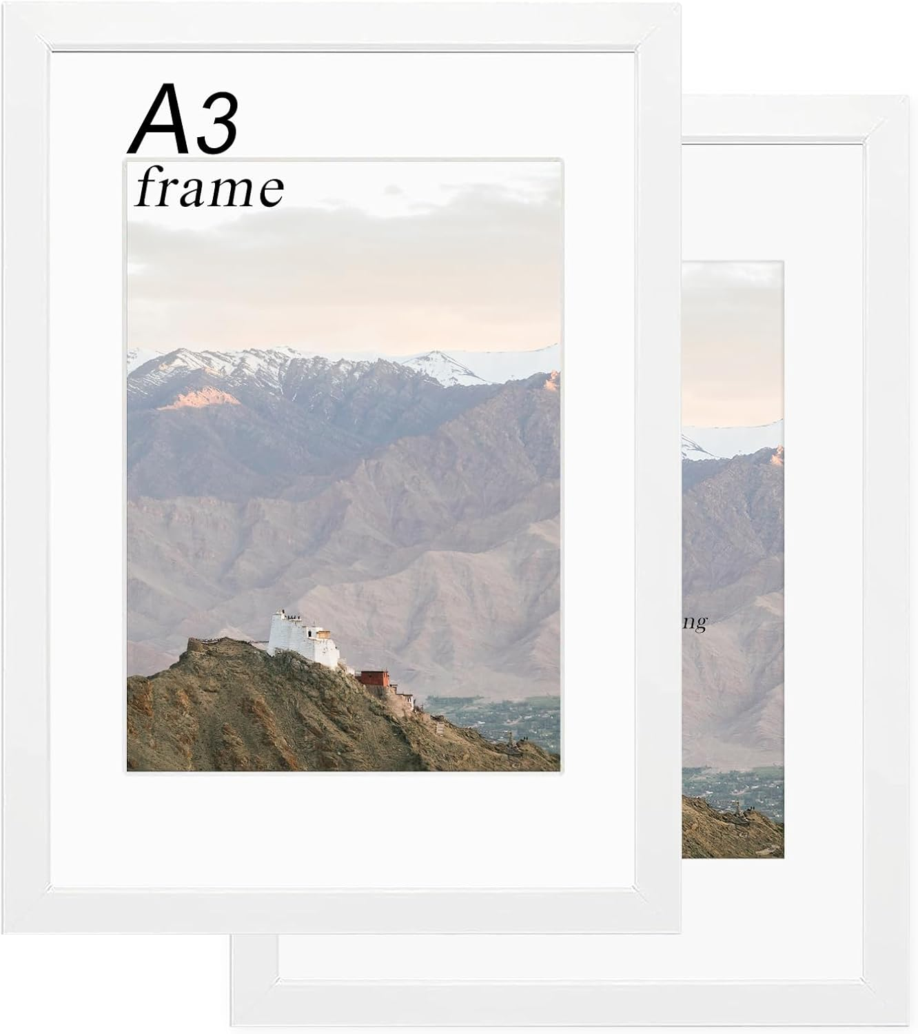 RUN HELIX A3 White Picture Frame Set of 2, 29.7X42 Cm, Wooden Frame with Plexiglass, Wall Mount, Collage Frame image number 6