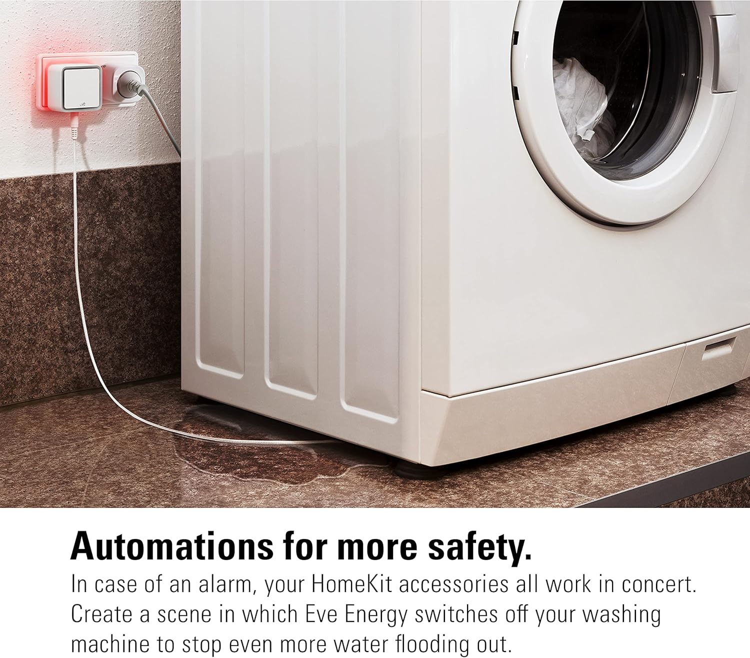 Eve Water Guard (Apple Home) - Smart Home Water Leak Detector, 2 M Sensing Cable (Extendable), 100 Db Siren, Water-Leak Alert on Iphone, Ipad, Apple Watch, Bluetooth & Thread image number 3