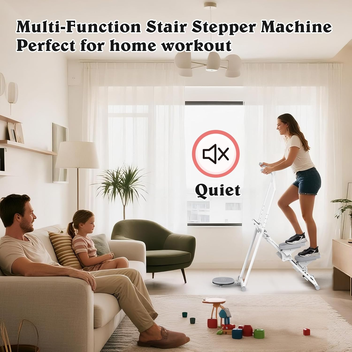 Advwin Stair Stepper for Home Gym, Vertical Climber Exercise Machine for Full Body Cardio W/Twisting Waist Disc, Folding Stair Climber W/Adjustable Pedal Tilt & Handlebar & Resistance image number 3