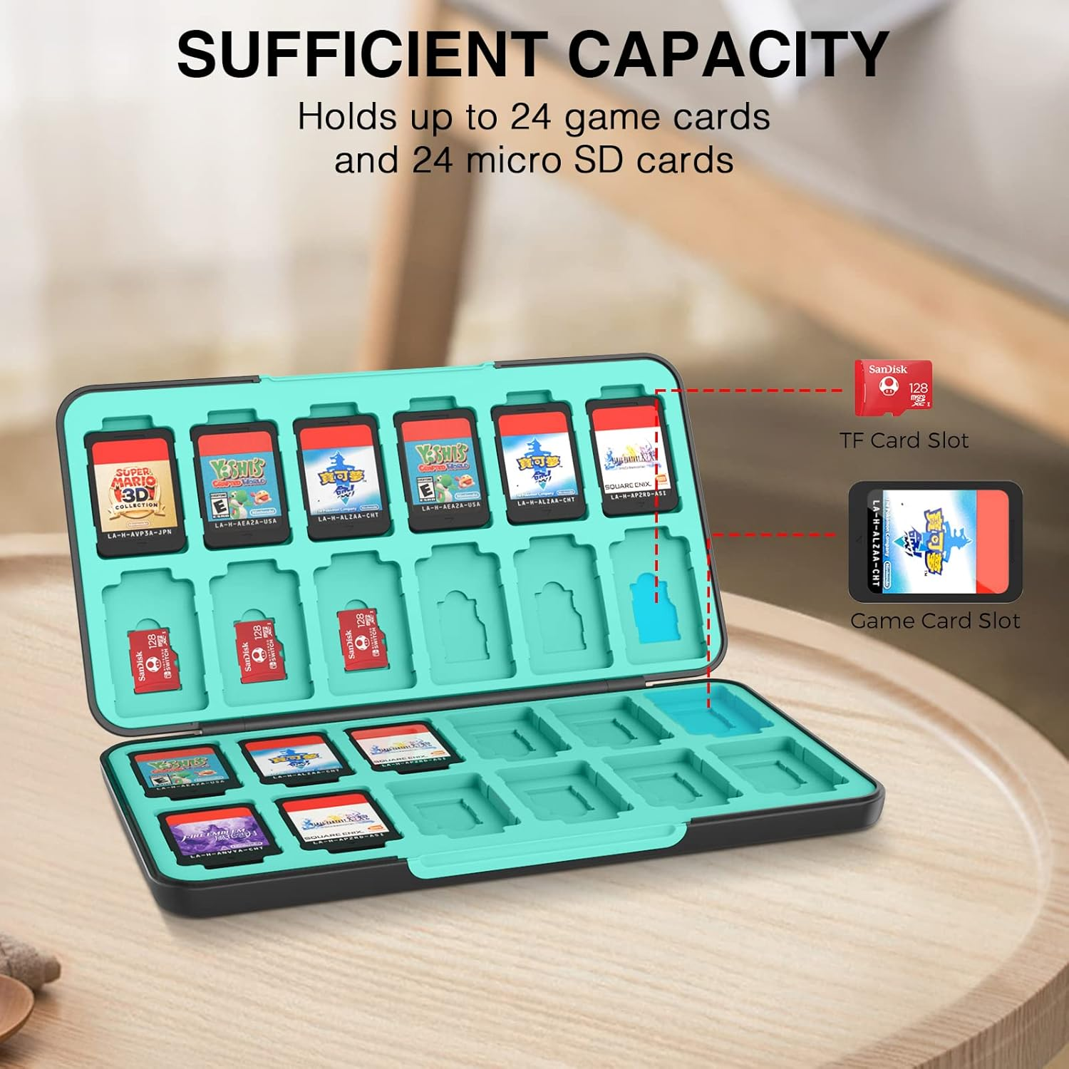 THELIFELICIOUS Switch Game Card Case for Nintendo Switch/Switch Oled/Switch Lite, Games Card Holder with 24 Game Card Slots & 24 Micro SD Card Slots.&hellip; - Zelda Black image number 5