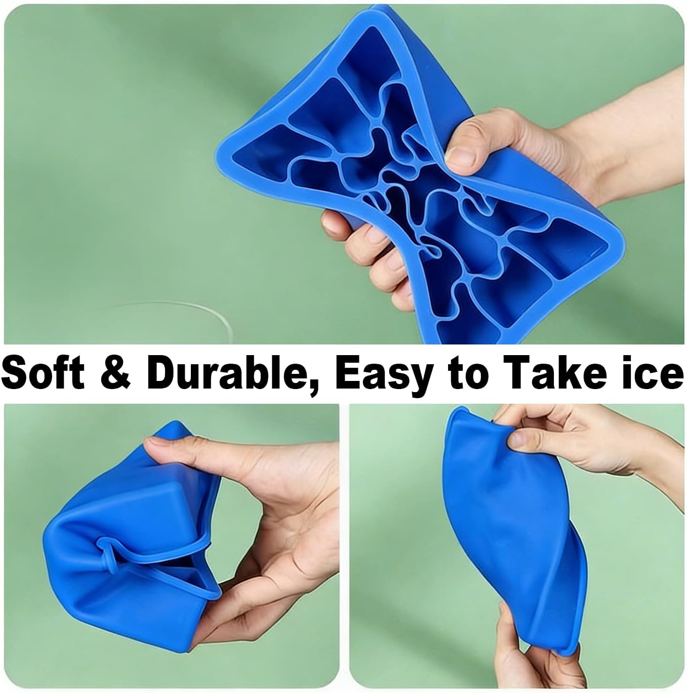 Large Ice Cube Tray with Lid,Easy Release 15 Square Ice Cube per Tray, BPA Free Flexible Reusable Stackable for Freezer, Whiskey, Chocolate, Baby Food, Juices image number 2