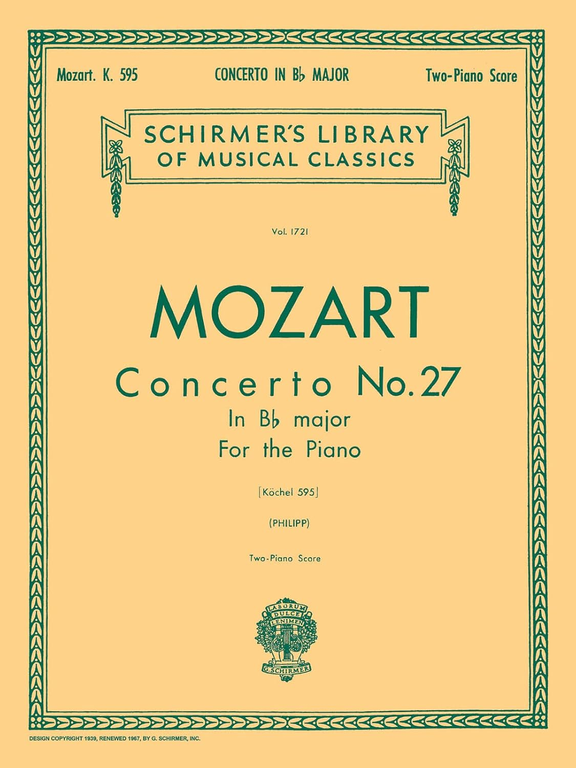 Concerto No. 27 in Bb, K.595: Schirmer Library of Classics Volume 1721 National Federation of Music Clubs 2024-2028 Piano Duet