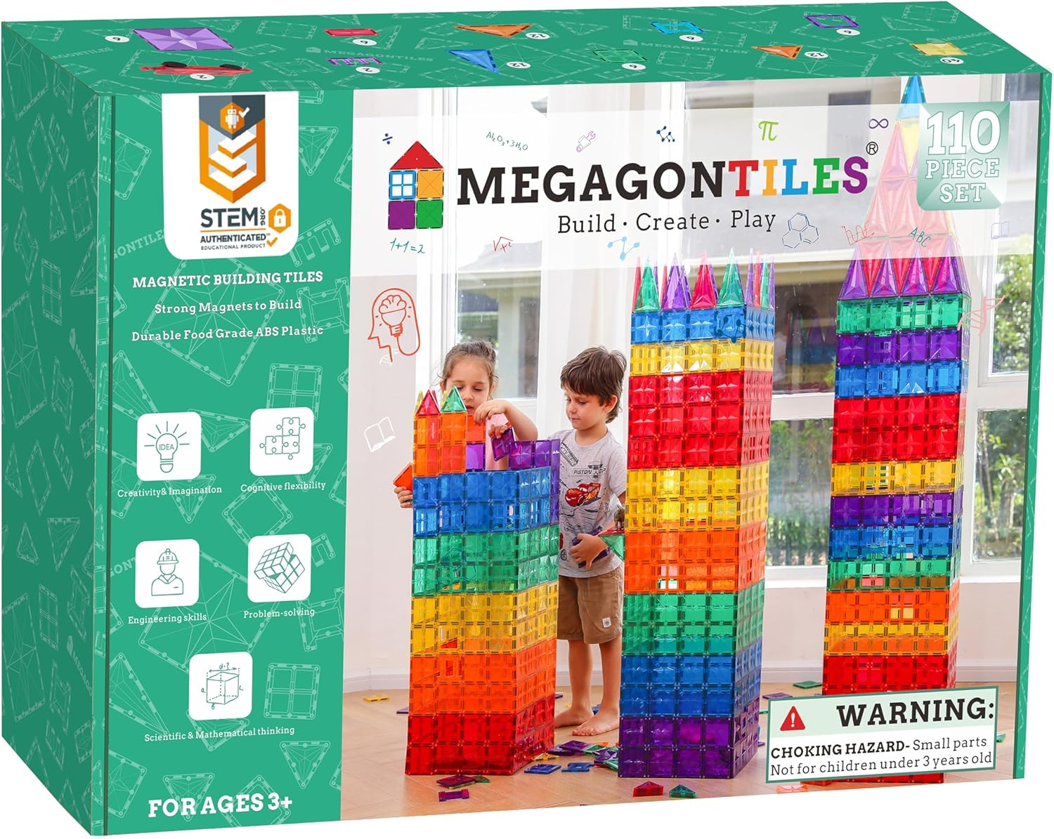 110PCS Premium Magnetic Tiles | STEM AUTHENTICATED | Magnetic Blocks | Magnetic Toys | Magnetic Building Blocks|Toddler Boys Girls 3-10 Year Old | Idea Books & Storage Bag image number 4