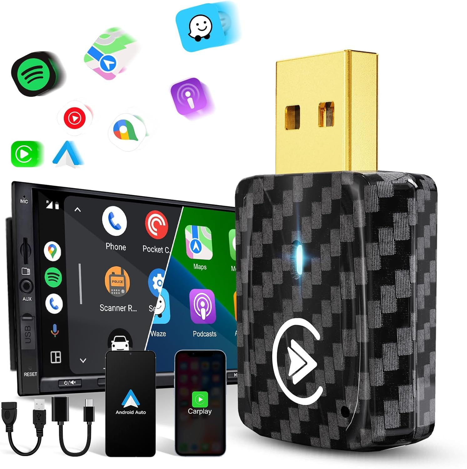 MSXTTLY 2 in 1 Carplay Wireless Android Auto Wireless Adapter, Mini Auto Car Play Wireless USB Dongle for OEM Wired Carplay Android Car Model 2017, with Iphone Ios 12+ / Android 11+, Blackgary image number 5