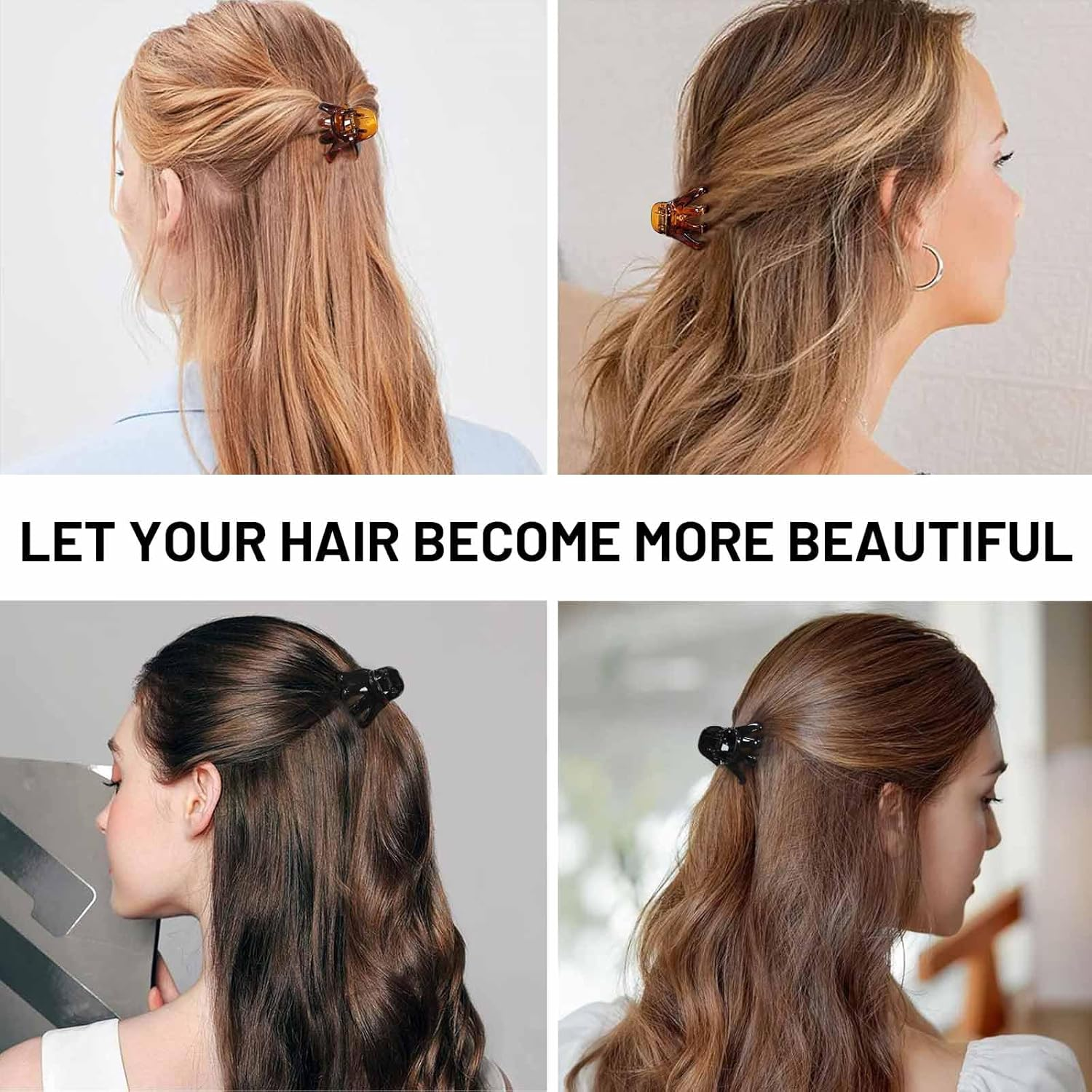 Kavya 14 Pcs Small Claw Clips Stylish Grip Octopus Mini Hair Clips for Fine Hair Plastic Non-Slip Hair Claw Clip Hairstyling Accessories for Women Girls(4Cm Black and Brown) - Set-2 image number 7