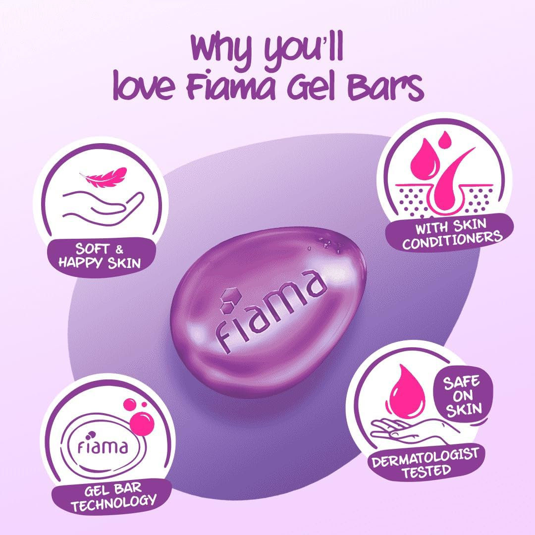 Fiama Gel Bathing Bar Mega Celebration Pack, with 8 Unique Gel Bars & Skin Conditioners for Moisturized Skin, 125G Soap (Pack of 8) image number 4