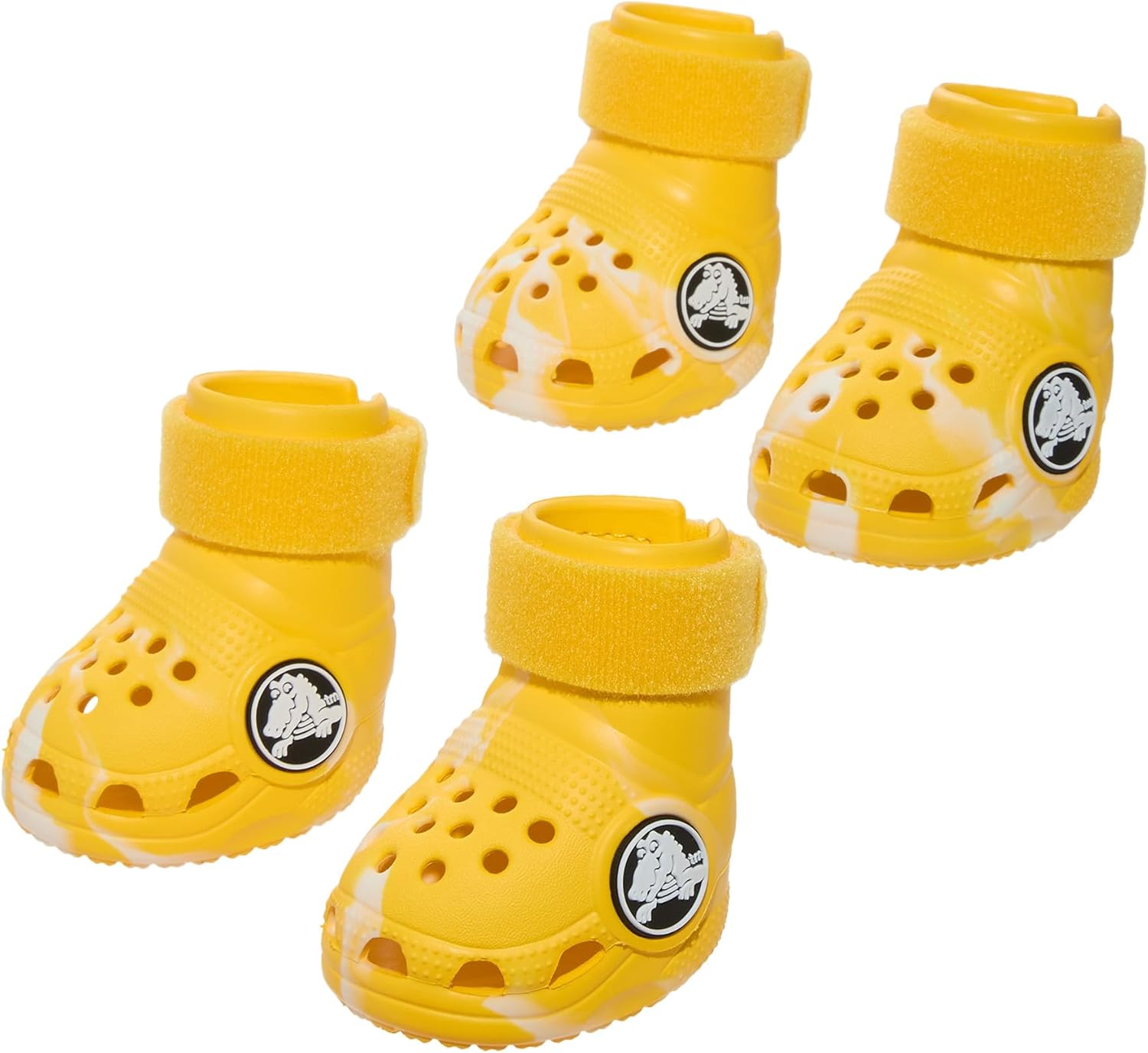 Barkbox Yellow Crocs Dog Shoes - Booties for Small Dogs 15-25 Lbs | EVA Foam with Adjustable Strap, Breathable, Glow-In-Dark
