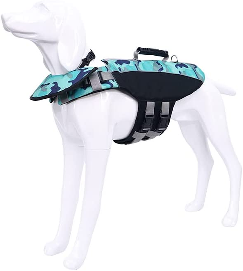 Dog Life Jacket Pet Swimwear Floating Safety Vest Buoyancy Aid Harness Swimming Swimsuit Puppy Vocation Summer Adjustable Pool Camo Blue M