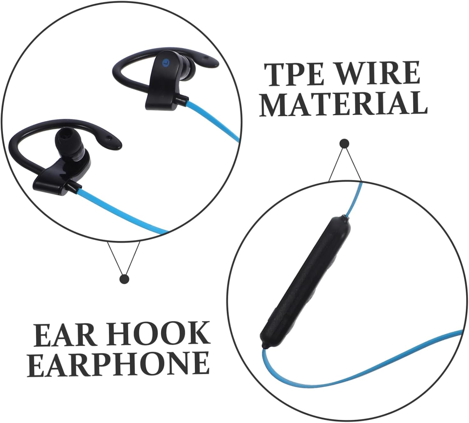 SEWACC Wired Ear Hook Earphones with Microphone, Stereo Headset for Sports and Running, Universal Compatibility, Secure Fit, Black and Navy image number 4