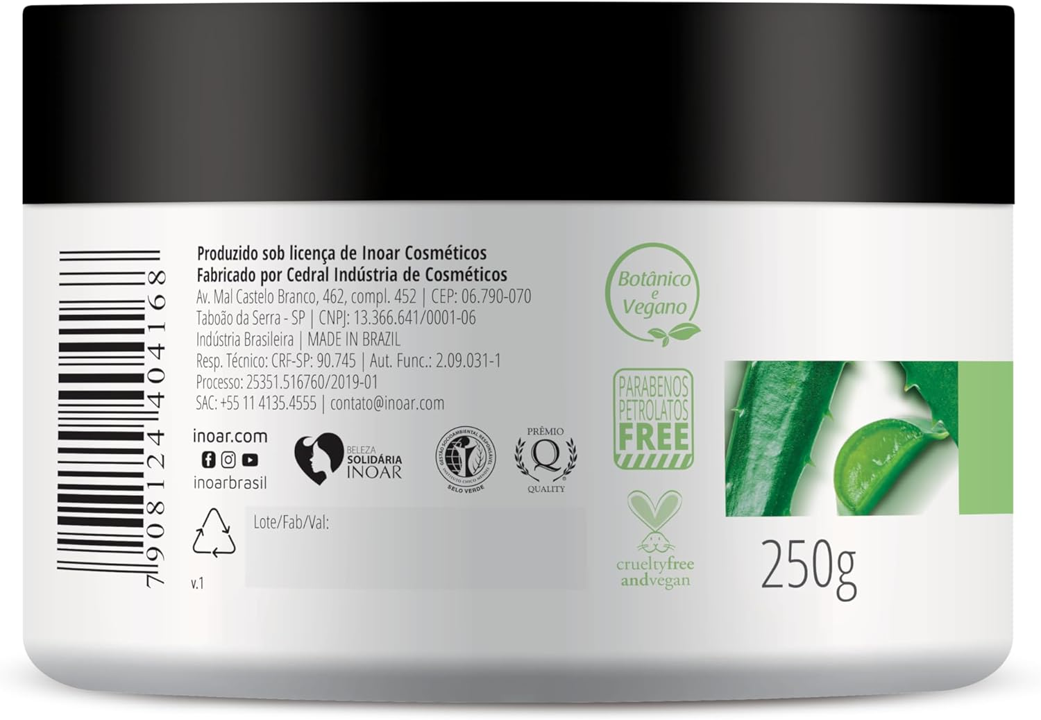 Inoar Go Vegan Balance Aloe Vera Hair Mask 250G image number 4