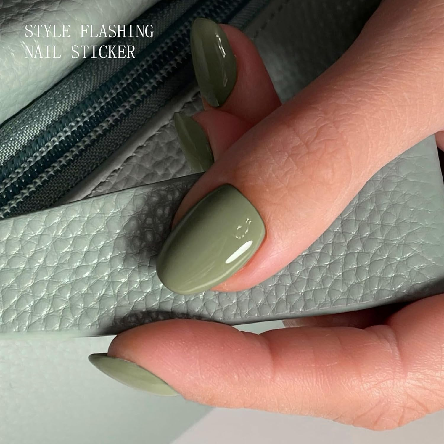 JMEOWIO Gel Nail Stickers Grey Green Cream Stickers Nail Gel Nail Art Stickers Decoration