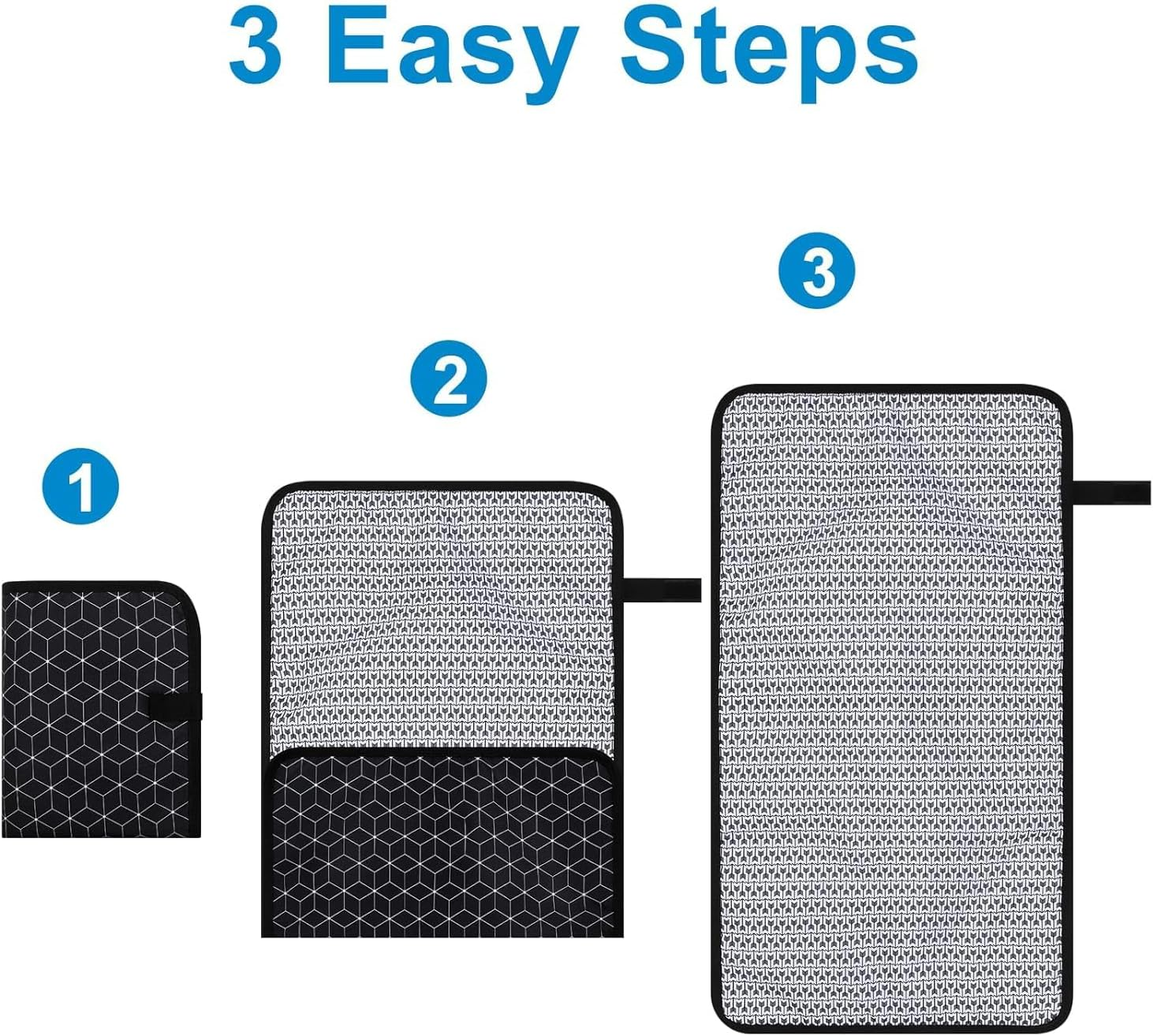 Wiseuwise Baby Portable Diaper Changing Pad - Waterproof Foldable Baby Changing Pad - Travel Diaper Changing Pad - Foldable Square Portable Baby Changing Pad - Baby Changing Pad - Machine Washable (Black & White) image number 4