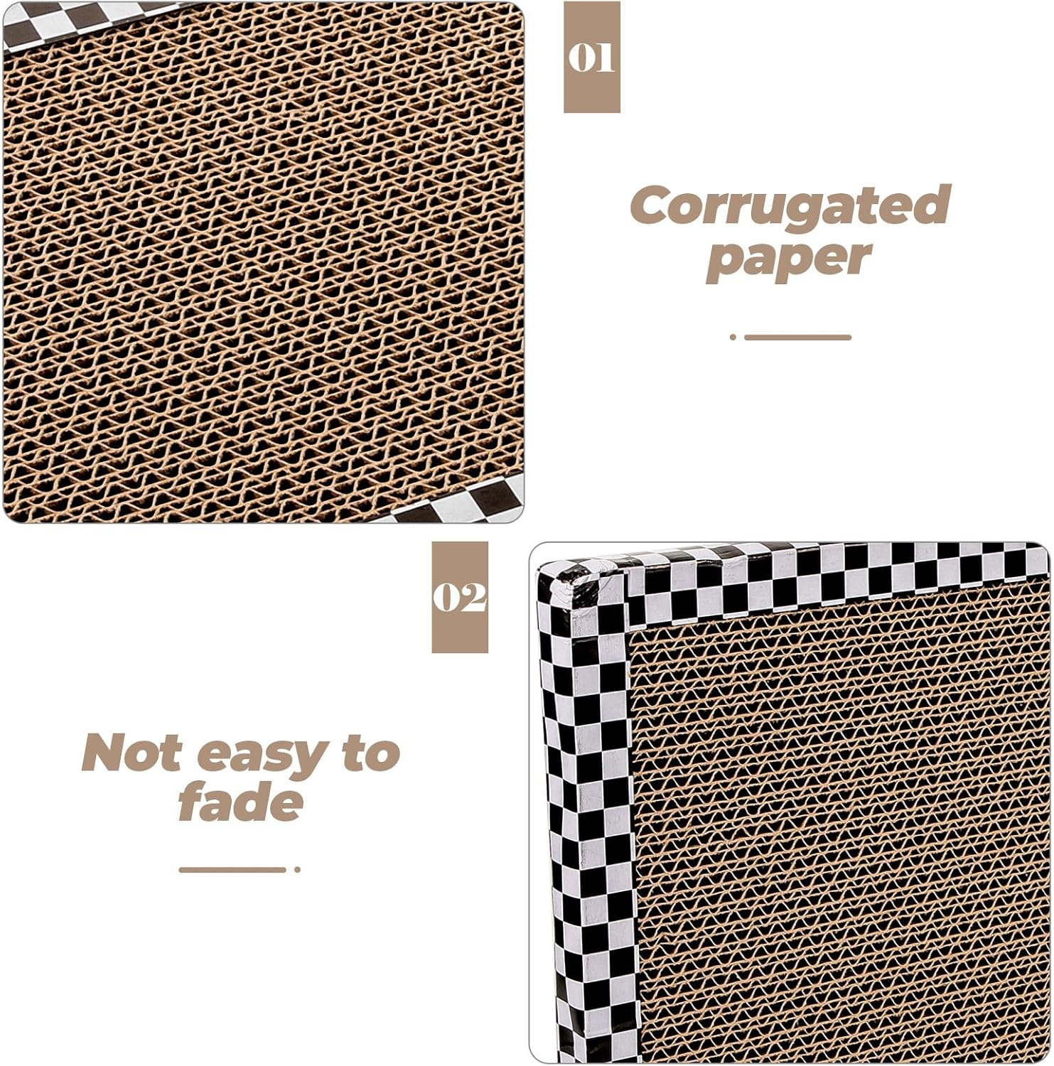 Alasum Reusable Yellow Checkered Cat Scratching Board 43X40Cm Corrugated Cardboard Scratch Pad for Indoor Cats and Kittens Household Floor Claw Sharpener