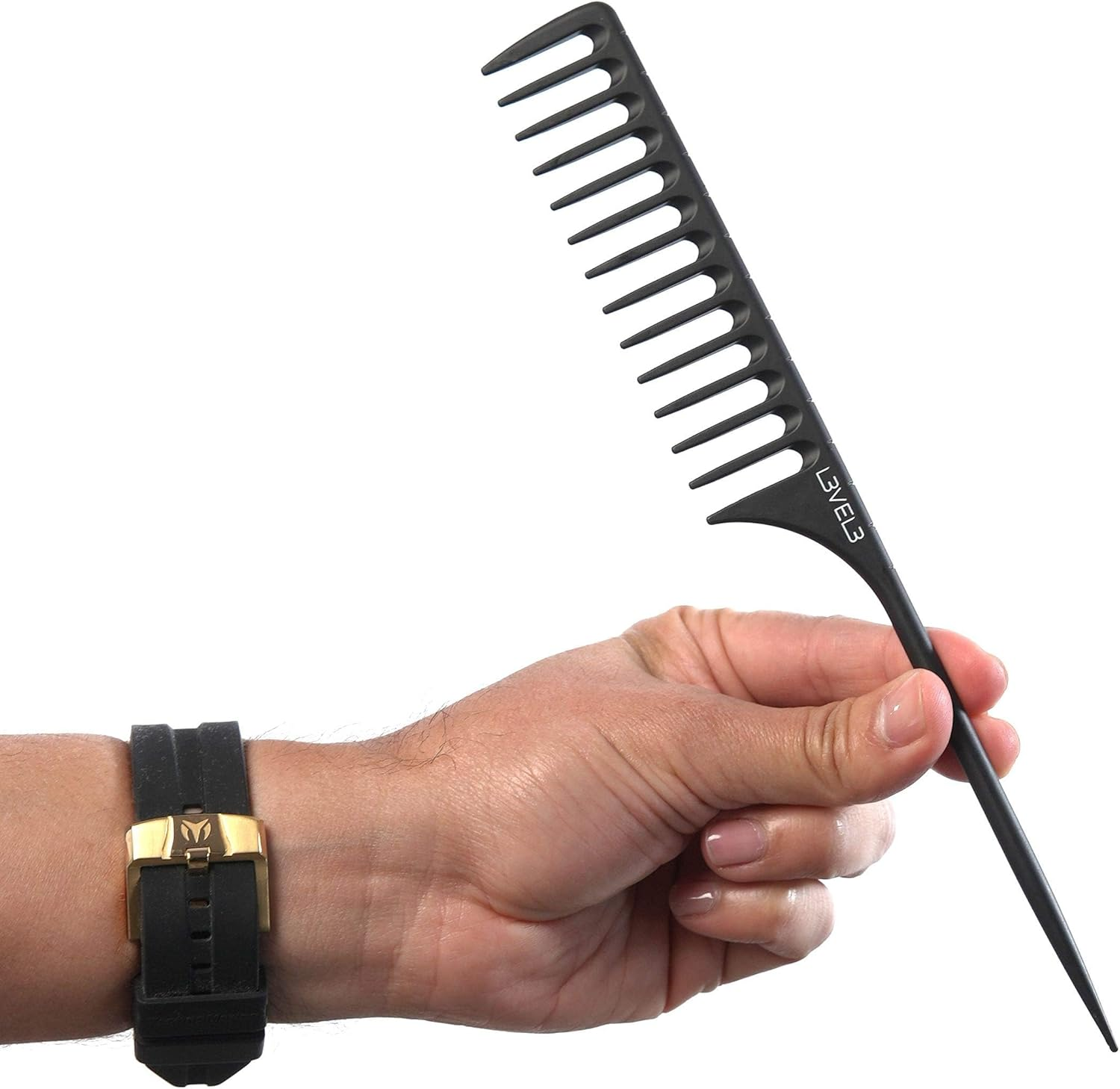 L3VEL3 Comb Set - Varies in Size and Tooth Width - Made with Durable Carbon - Helps Tame Frizz, Flyaways and Static - Heat and Chemical Resistant - Housed in a Handy, Protective Pouch - 9 Pc image number 3