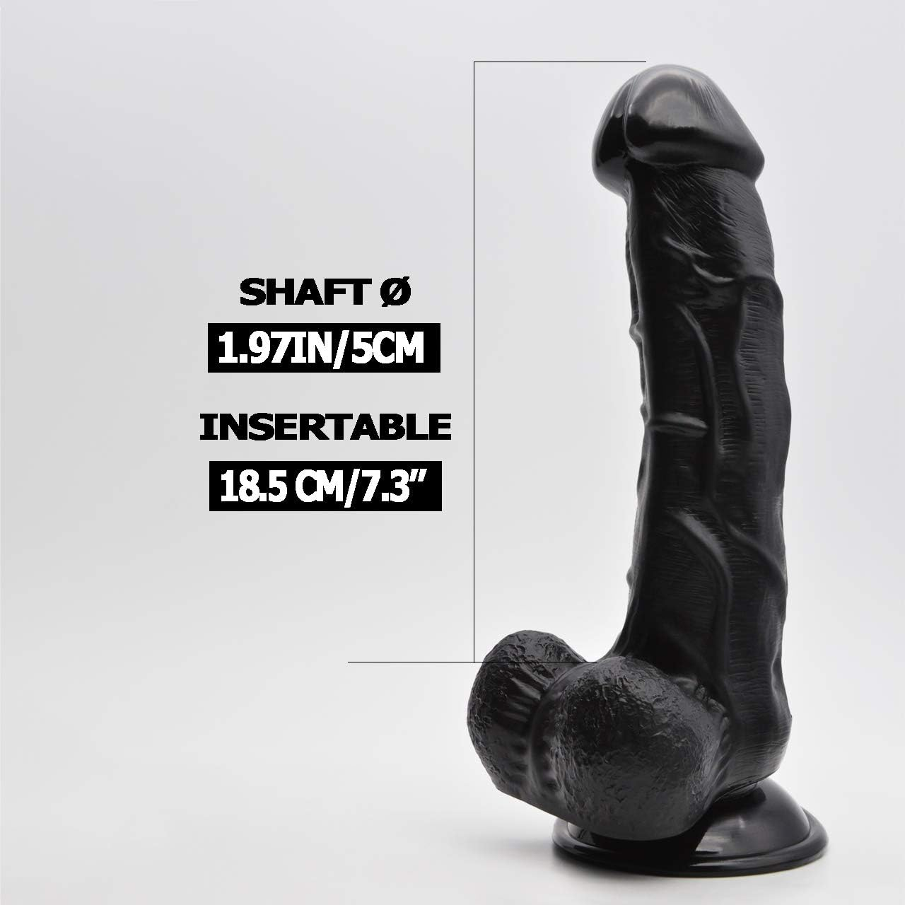 FAAK Realistic Thick Dildo, 7.3 Inch Insertable Curvy Dildo with Textured Veins for Added Stimulation, Big Dildo with Suction Cup, Adult Erotic Toys image number 3