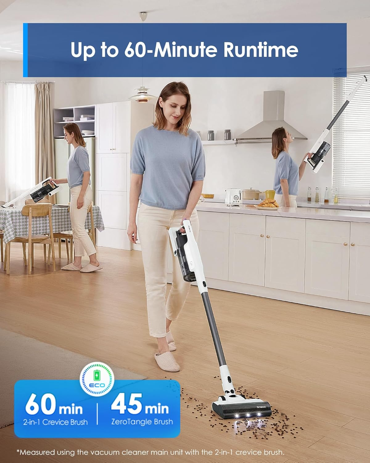 Tineco Pure One A30S 500W Cordless Stick Vacuum Cleaner, 160AW Suction, 60Min Runtime, 1L Larger Dustbin, Zerotangle Brush, Purecyclone Tech, LED Headlight image number 3