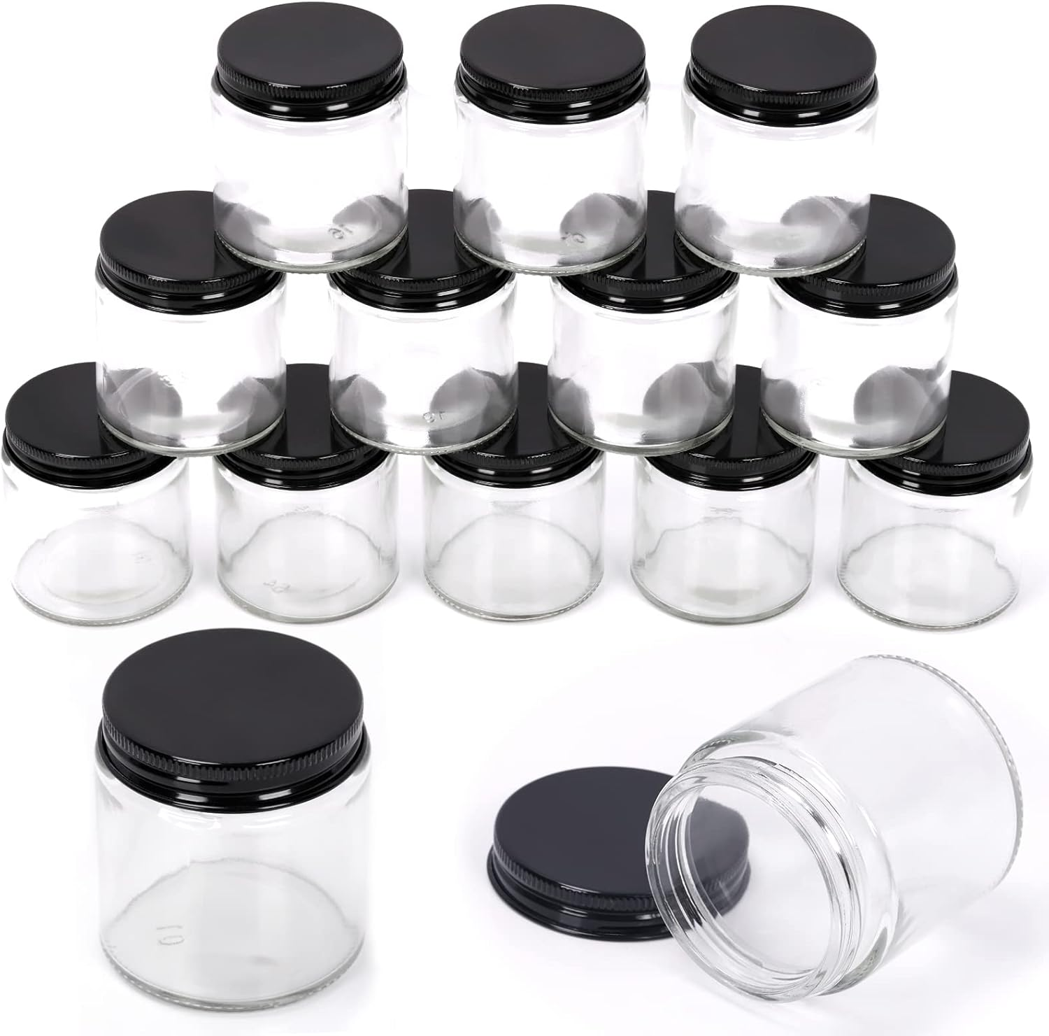Swpeet 12 Packs 4 Oz - 120ML Transparent Glass Jar with Silver Lid Assortment Kit, round Containers Cosmetic Glass Jars with Lids Travel Jars Cosmetic Containers for Cream, Lotion