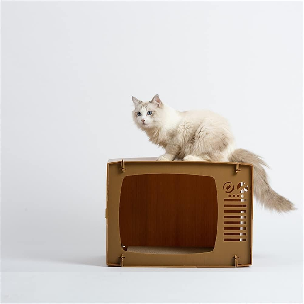 Imitation Wood Cat House with Scratching Board Removable Kitten Cube Apartment Imitation Wood Cat Furniture Bed image number 5