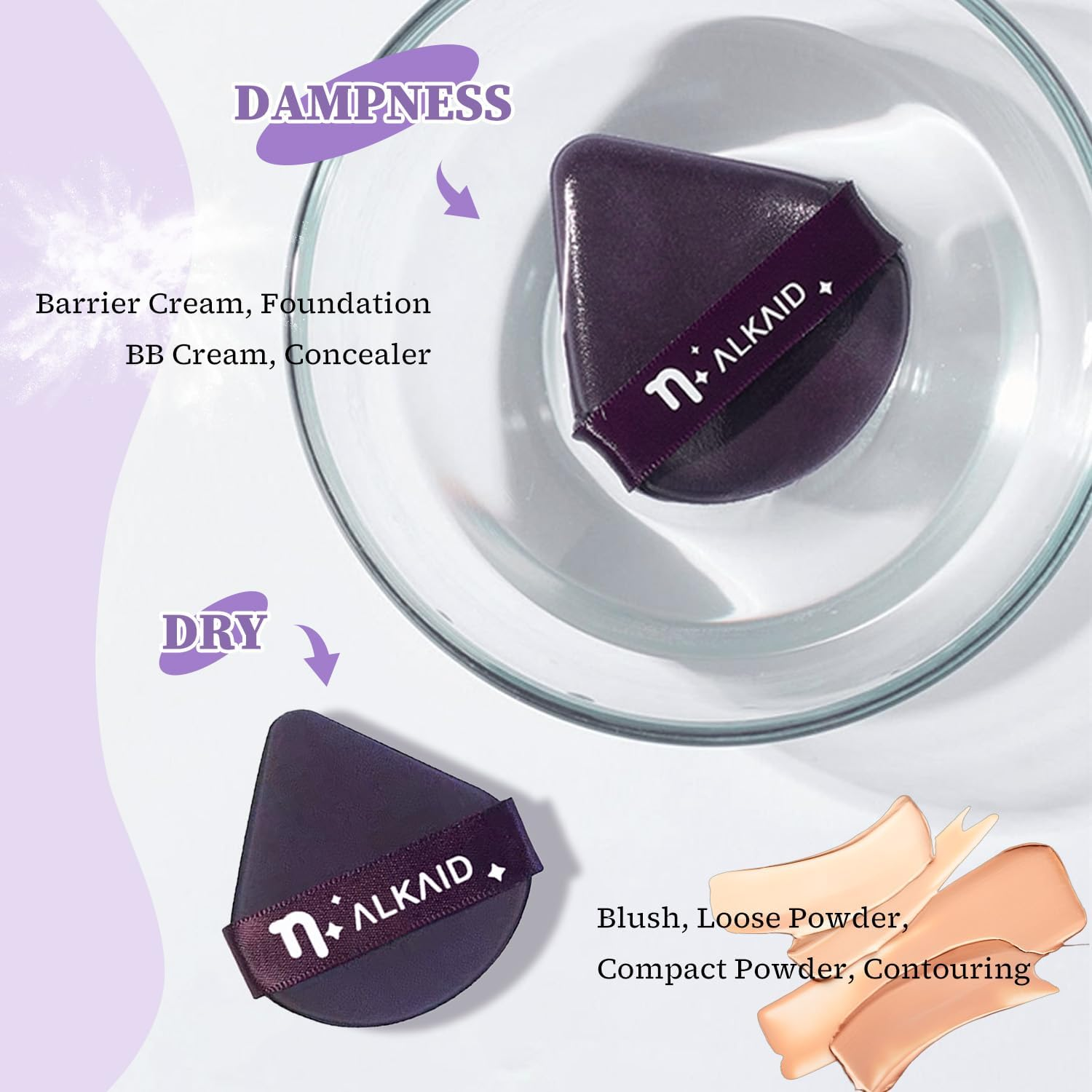 TORMEN 7 Pcs Air Cushion Makeup Sponges,Seven Star Cushion Powder Puff,Latex Free, Multi Shaped Blender Wet & Dry Beauty Tool Set,Suitable for All Cosmetics Foundation, BB Cream, Blush, Powder (Mixed) image number 5