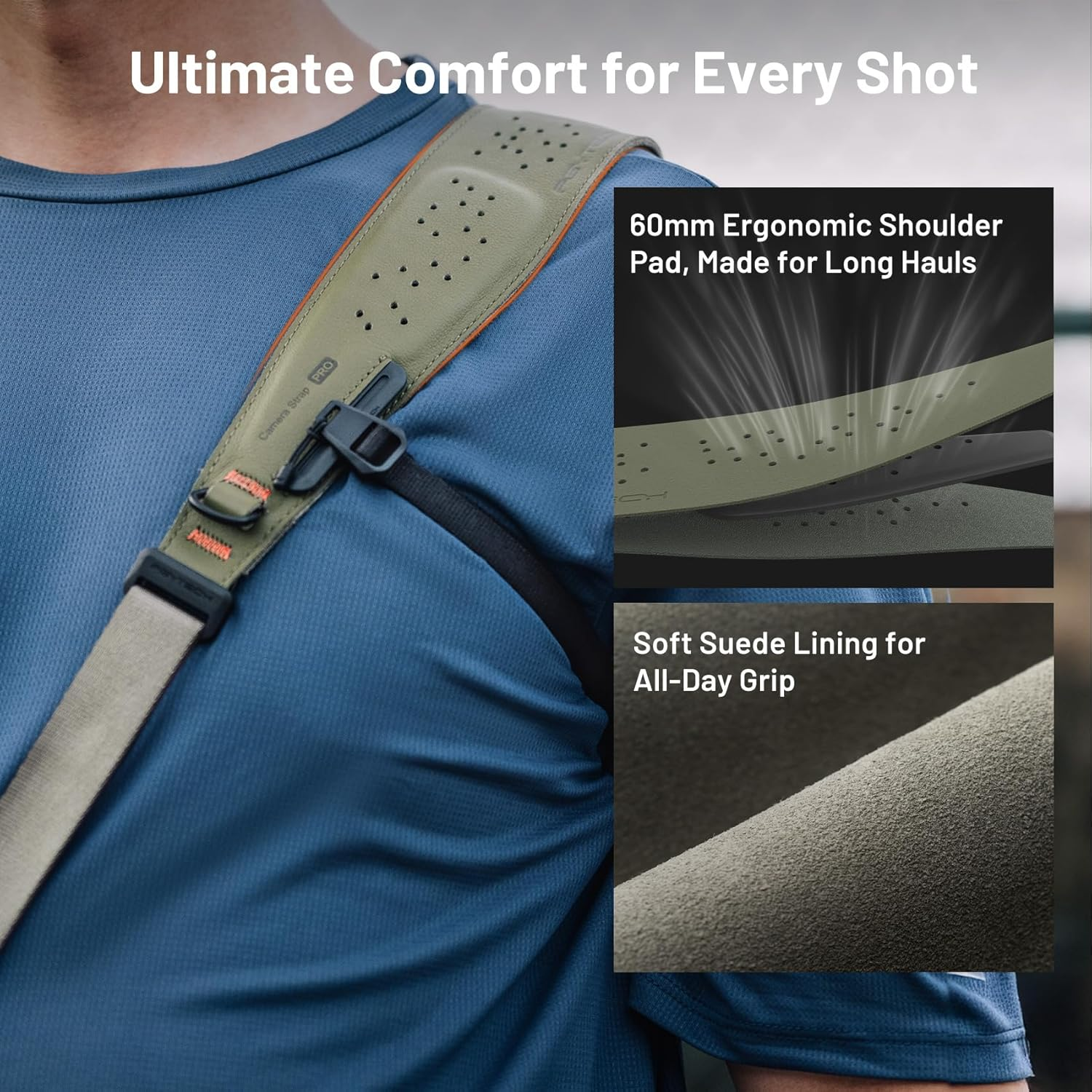 PGYTECH Camera Strap Pro, Professional Camera Harness with Detachable Underarm Strap, Leather Ergonomic Shoulder Pad image number 5