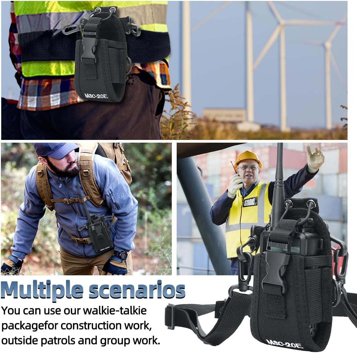 2Pack MSC-20E Two Way Radio Nylon Pouch Case Handsfree Holder for Baofeng UV-5R UV-9R plus UV-S9 plus Motorola GP340 GP328 GP68 GP88 image number 2