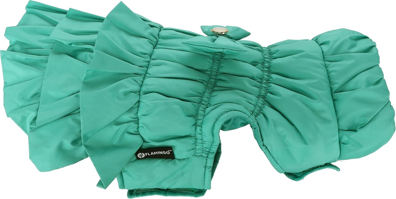 Winter Dog Coat - Esther Green - A: 30 Cm W: 30-34 Cm C: 46-52 Cm - Polyester - Washable at 30 &deg;C - Soft Fleece - Bow Detail - Flamingo image number 3