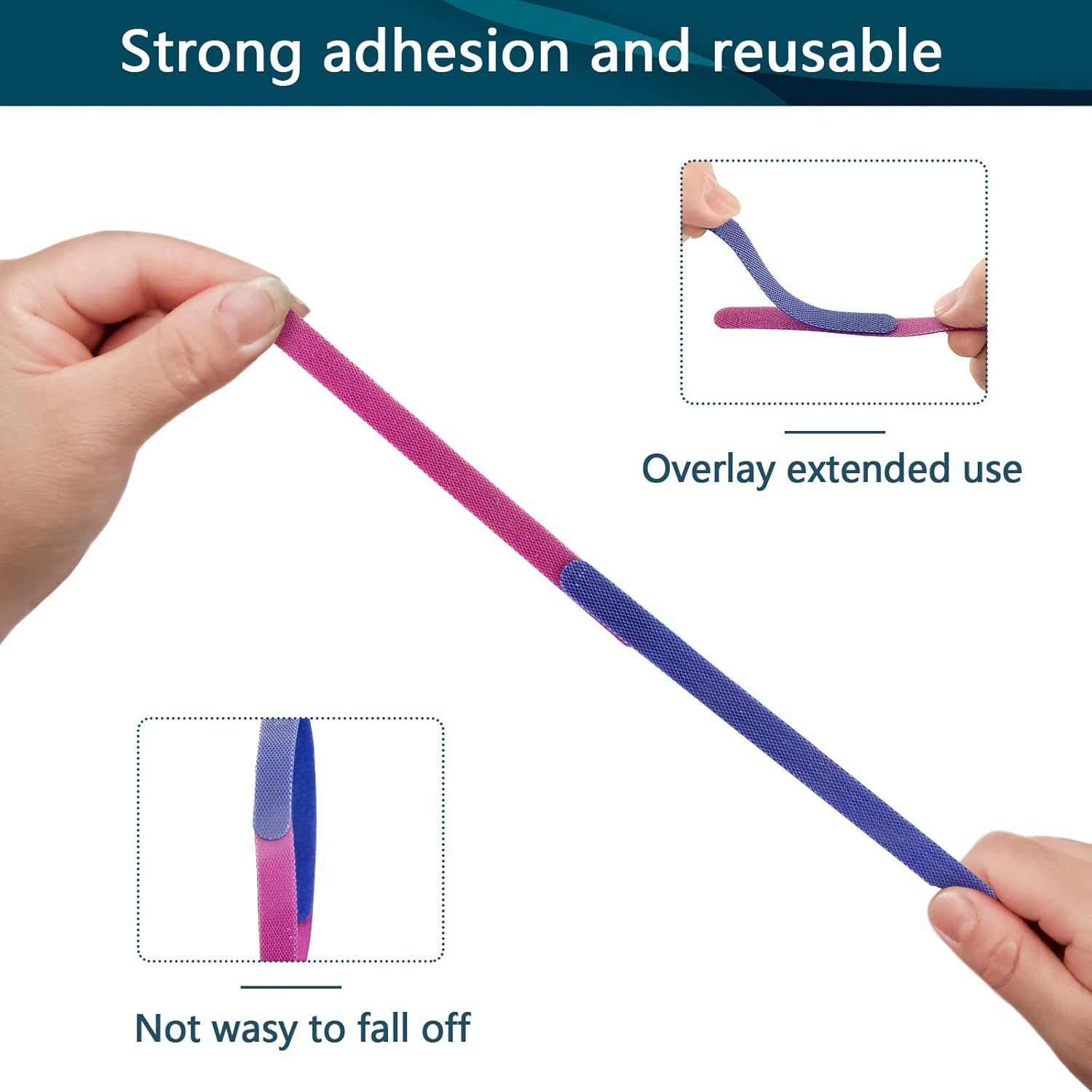 YOVXLO 50PCS 6 Inch Reusable Cable Ties Wire Ties Cord Organizer Cable Organizer Adjustable Management，Microfiber Cloth Used for Computer Link Cable Cord Management USB Cable Ties (Purple) image number 5