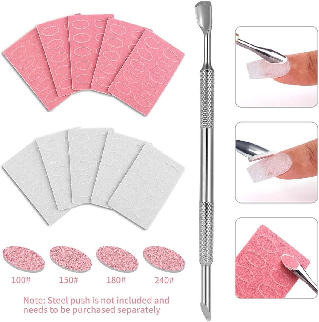 ZORVYN 1 X Stainless Steel Nail Driver and Manicure Sticks with 100 X Sandpaper, Cuticle Spoon Pusher, Dead Skin Fork Remover for Manicure, Pedicure and Nail Art image number 2