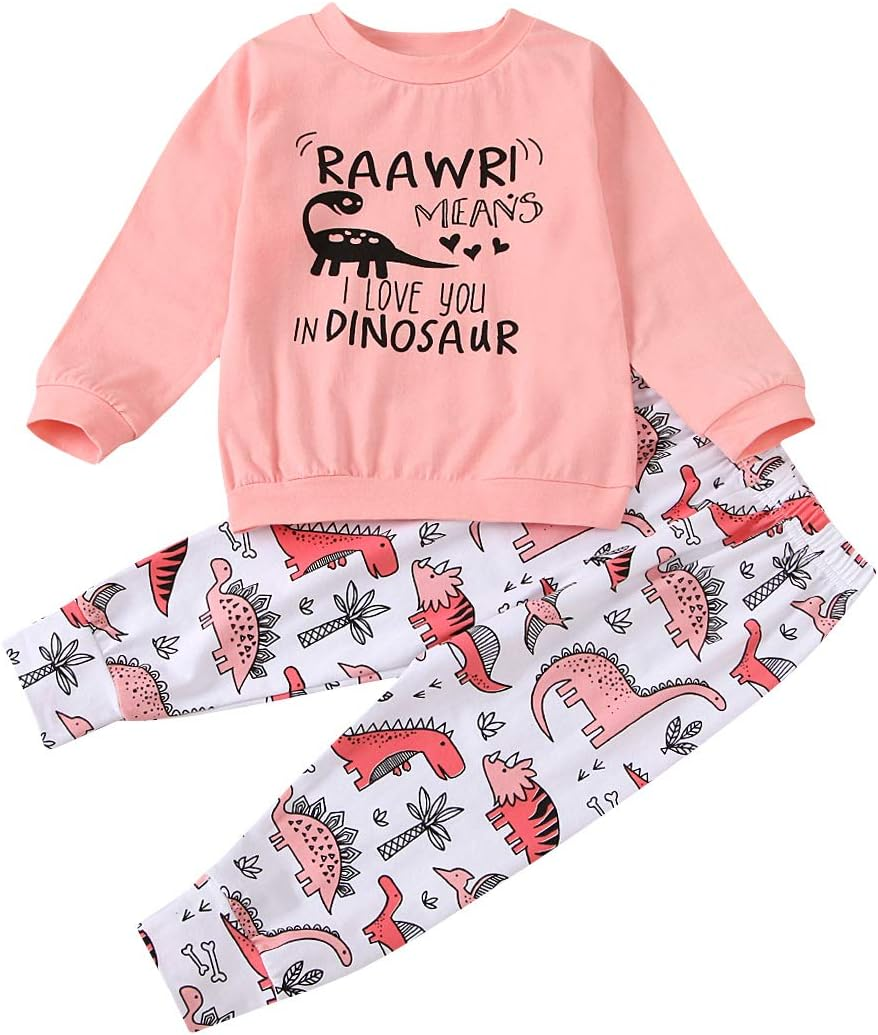 Toddler Baby Girls Outfits Long Sleeve Tops and Floral Pants 2Pcs Fall Winter Clothes Set