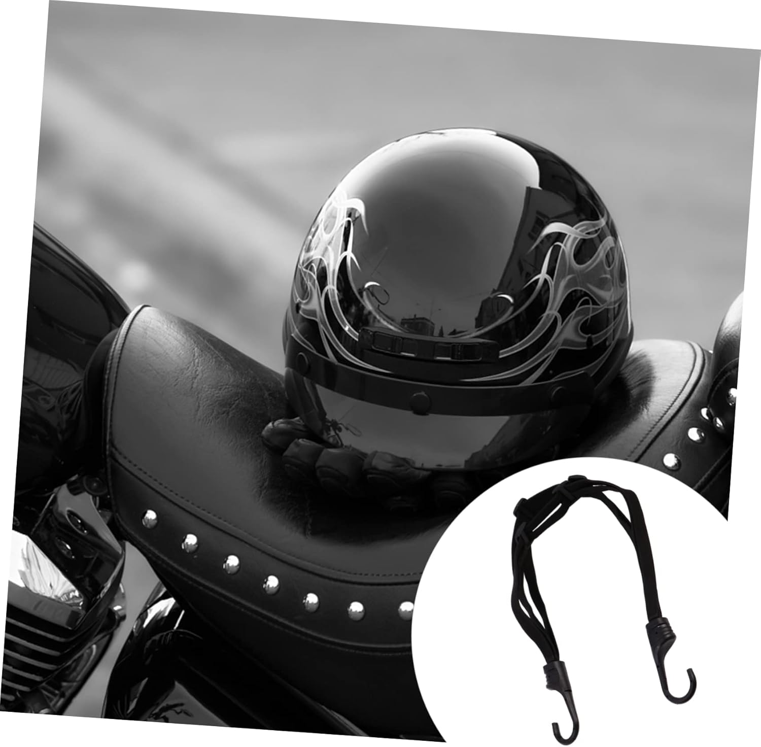 Yardenfun 3Pcs Motorbike Tension Belt Stretchy Luggage Straps Tension Rope Coated Hooks For image number 5