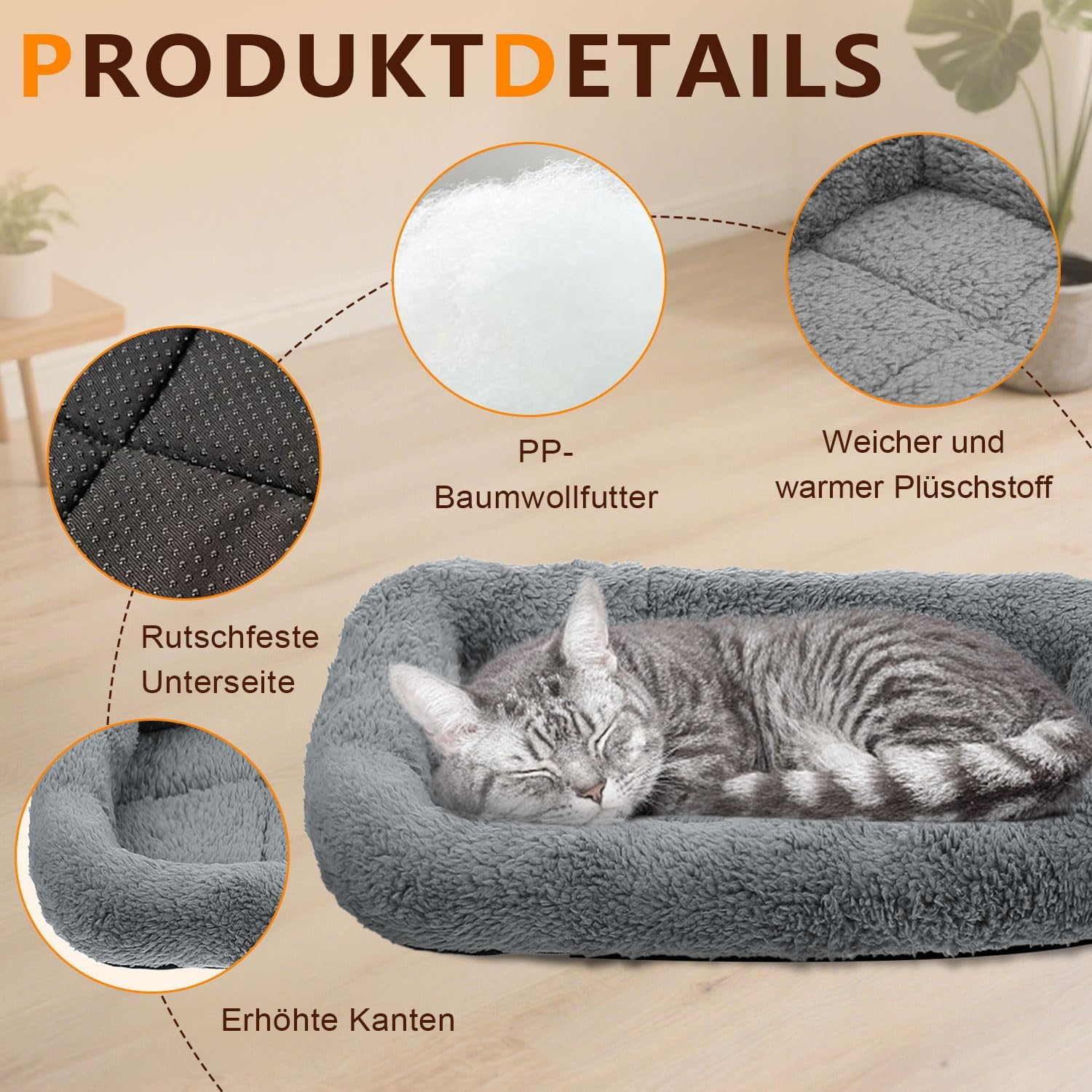 CUEMOON Small Dog Bed, Cat Bed, Orthopaedic Dog Beds, Anxiety Relieving Soothing (S) image number 5
