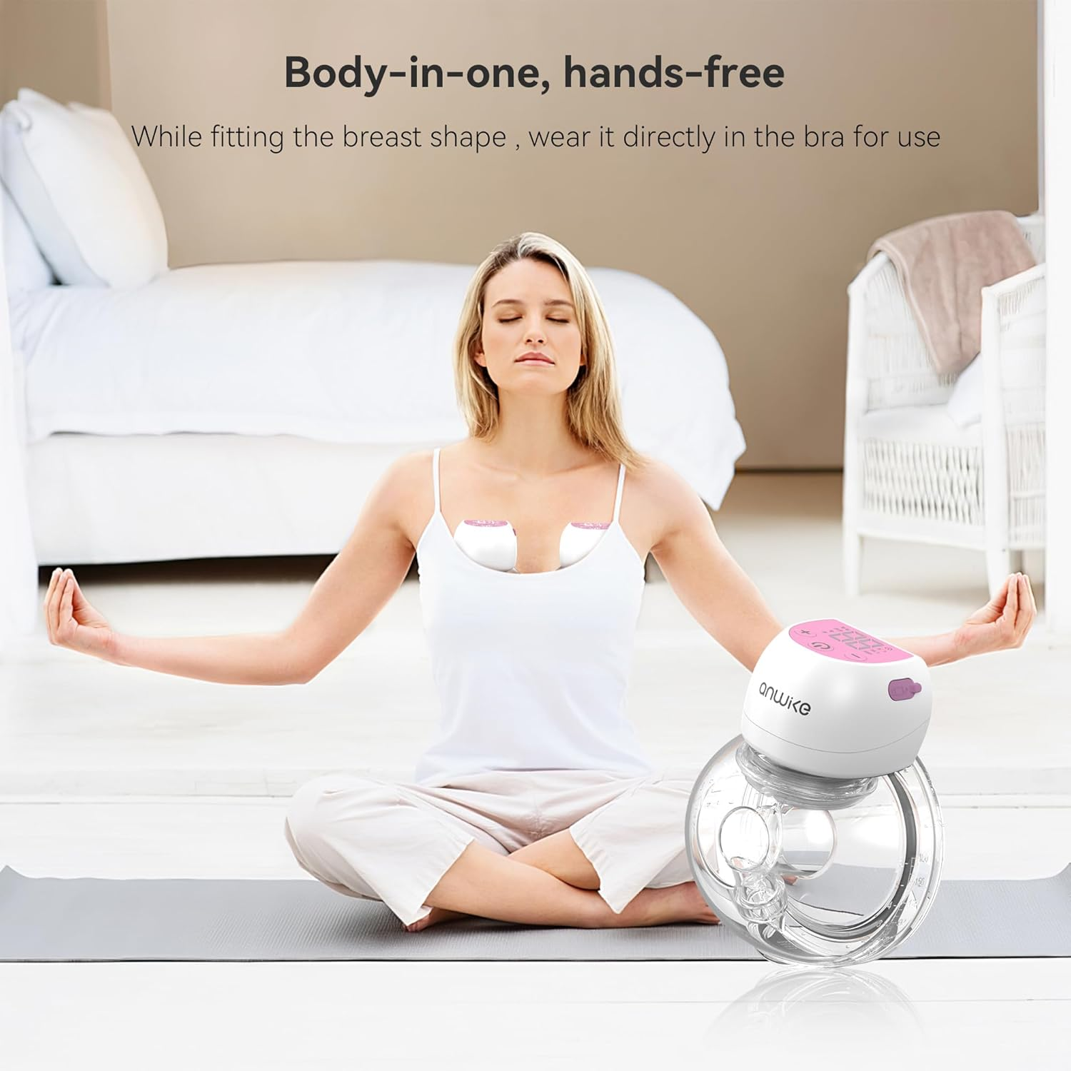 ANWIKE Electric Breast Pump Ultra-Light 193G - Painless Wearable Breasts Pump, 3 Modes 9 Levels with LED Display, Low Noise, Hands-Free Breast Pump Electrical with 21/24Mm Flanges, BPA Free, Orange image number 3